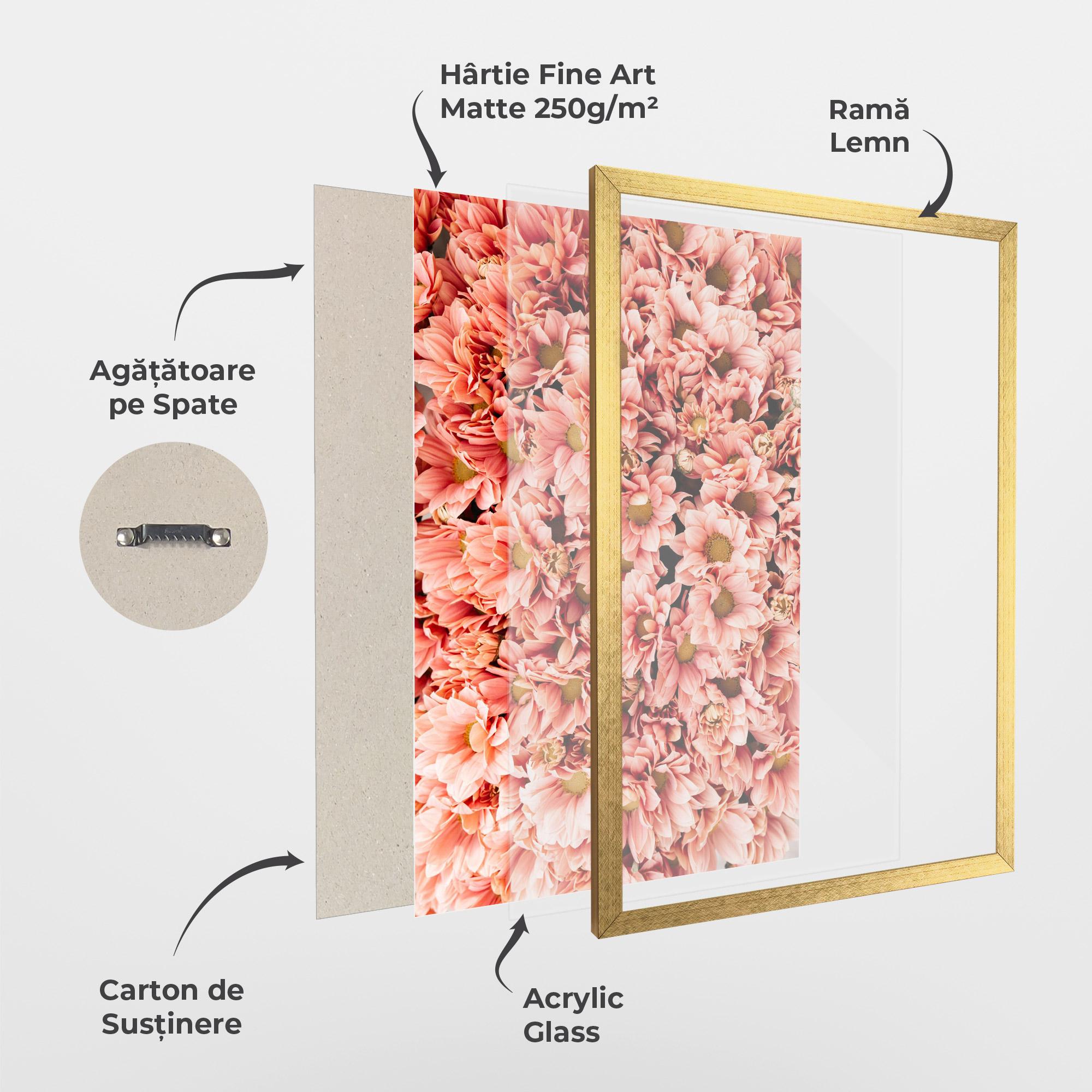 Poster Înrămat Pink Flowers Bouquet mockup 1