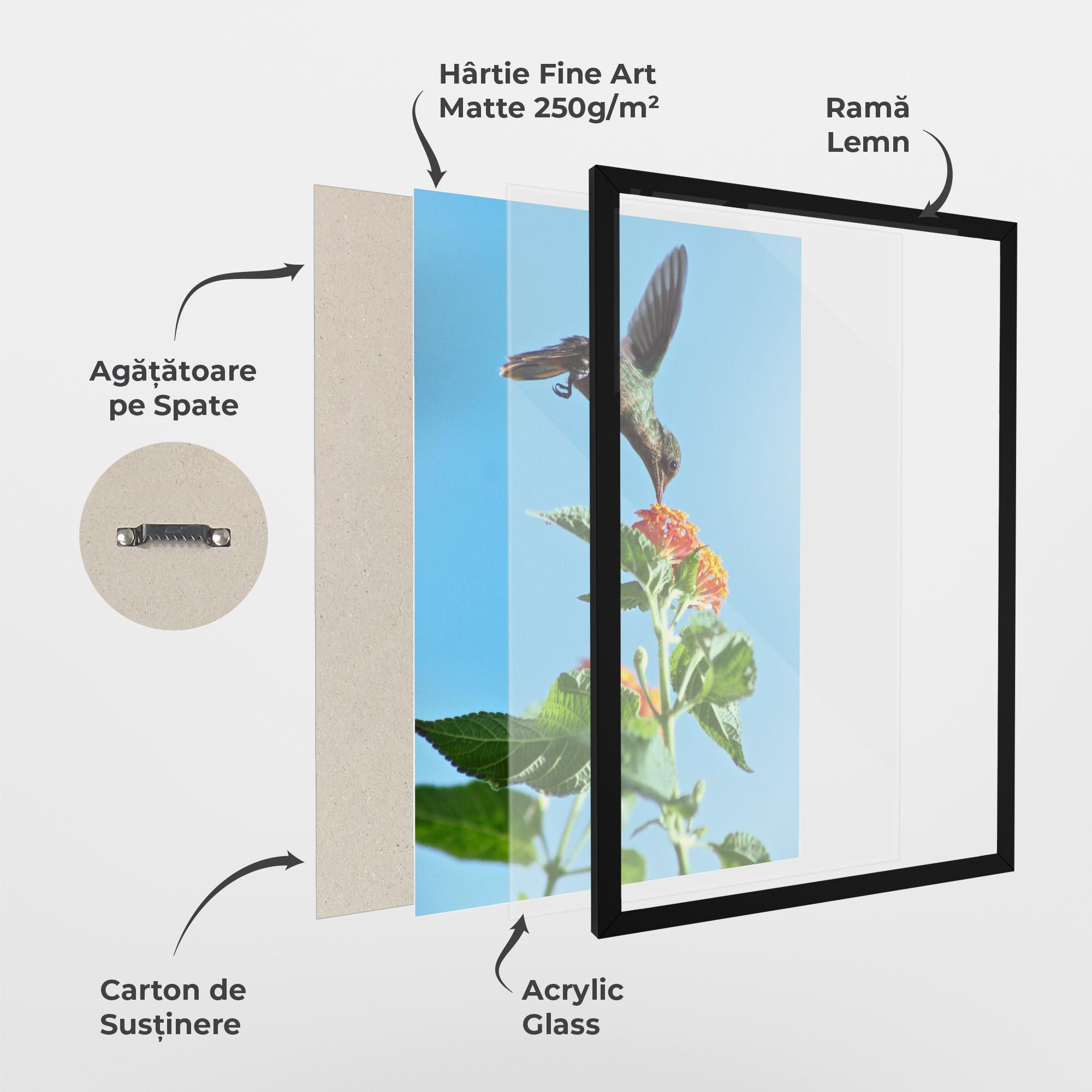 Poster Înrămat Bird Exotic Flower mockup 1