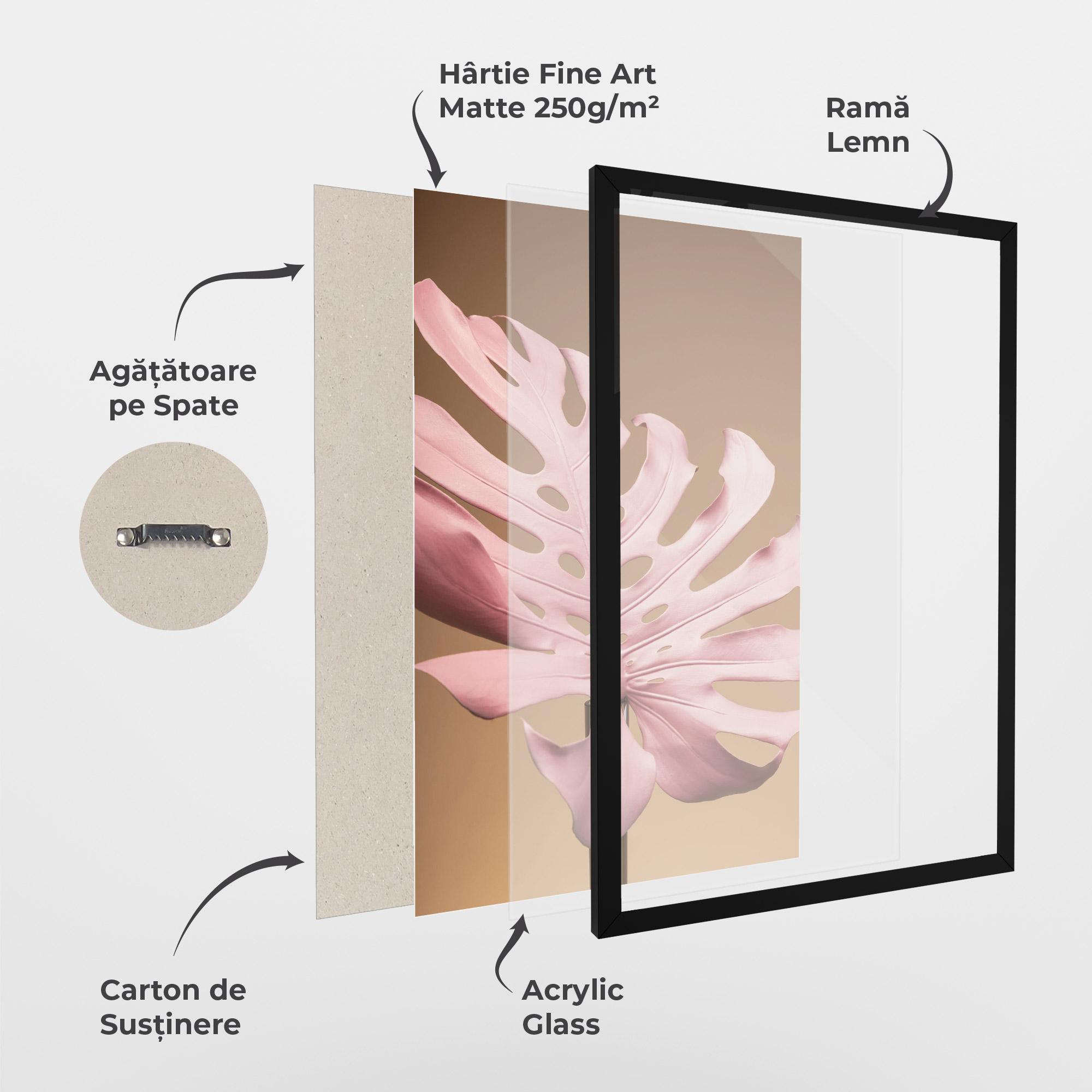 Poster Înrămat Exotic Pink Leaf mockup 1