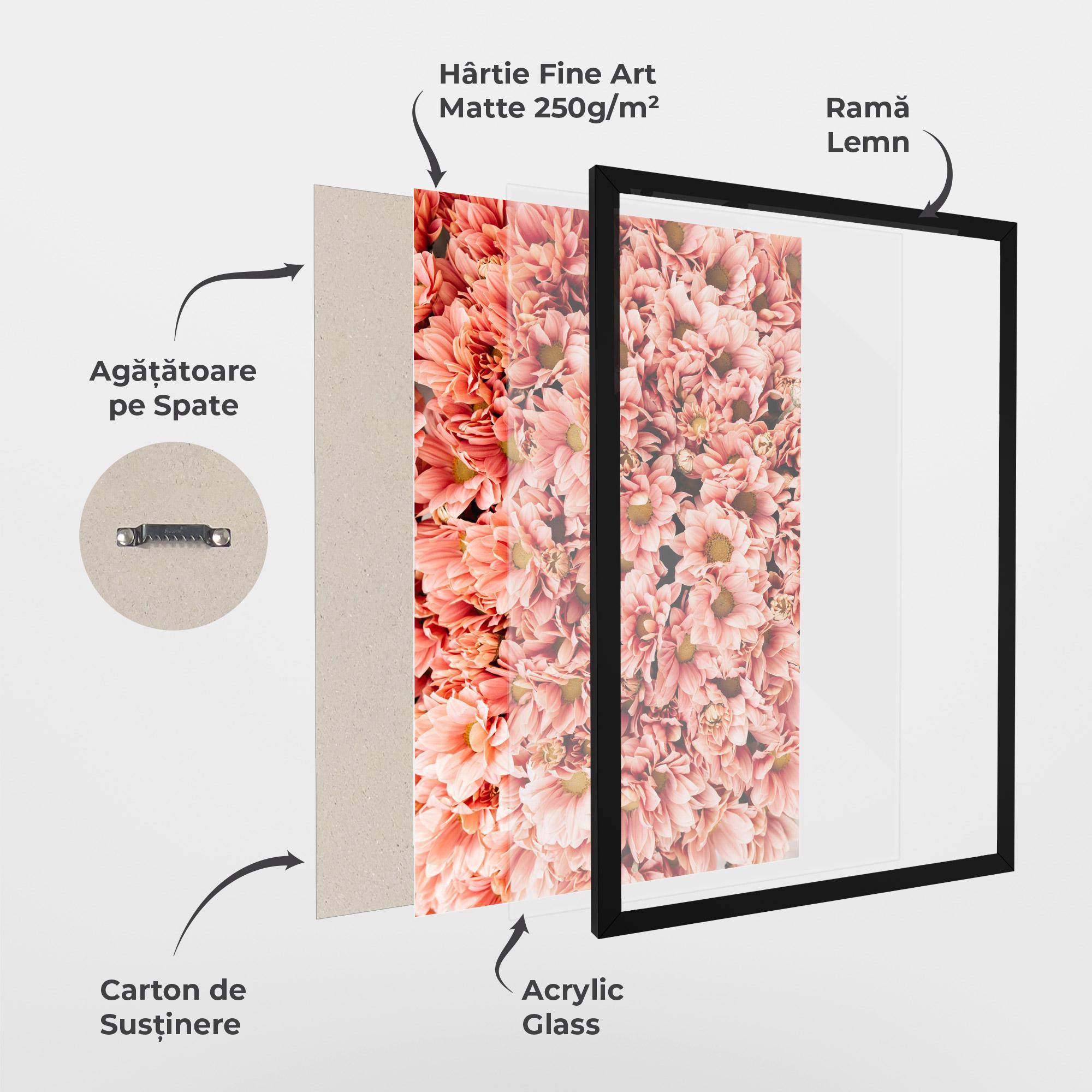 Poster Înrămat Pink Flowers Bouquet mockup 1