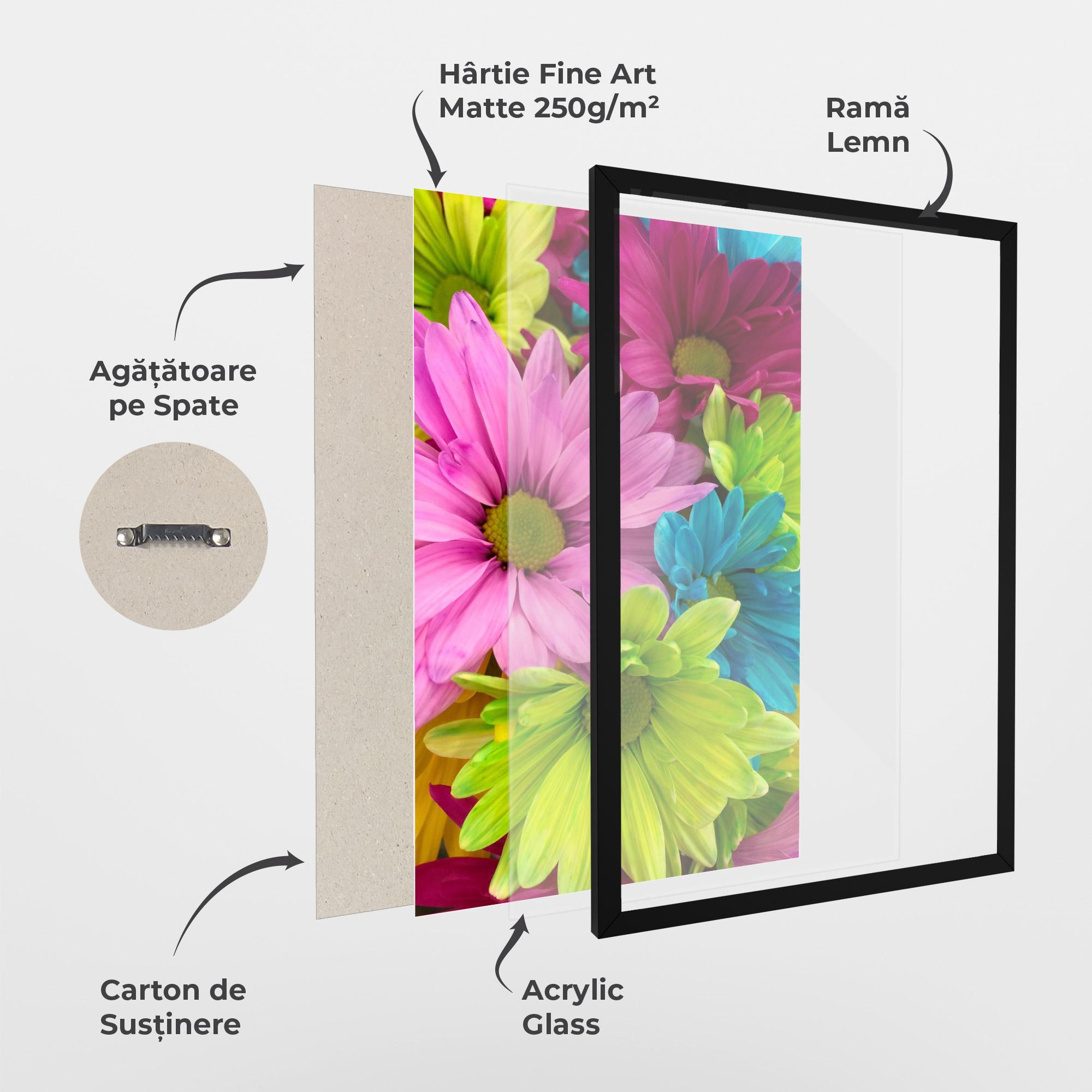 Poster Înrămat Three Shades Of Flower mockup 1