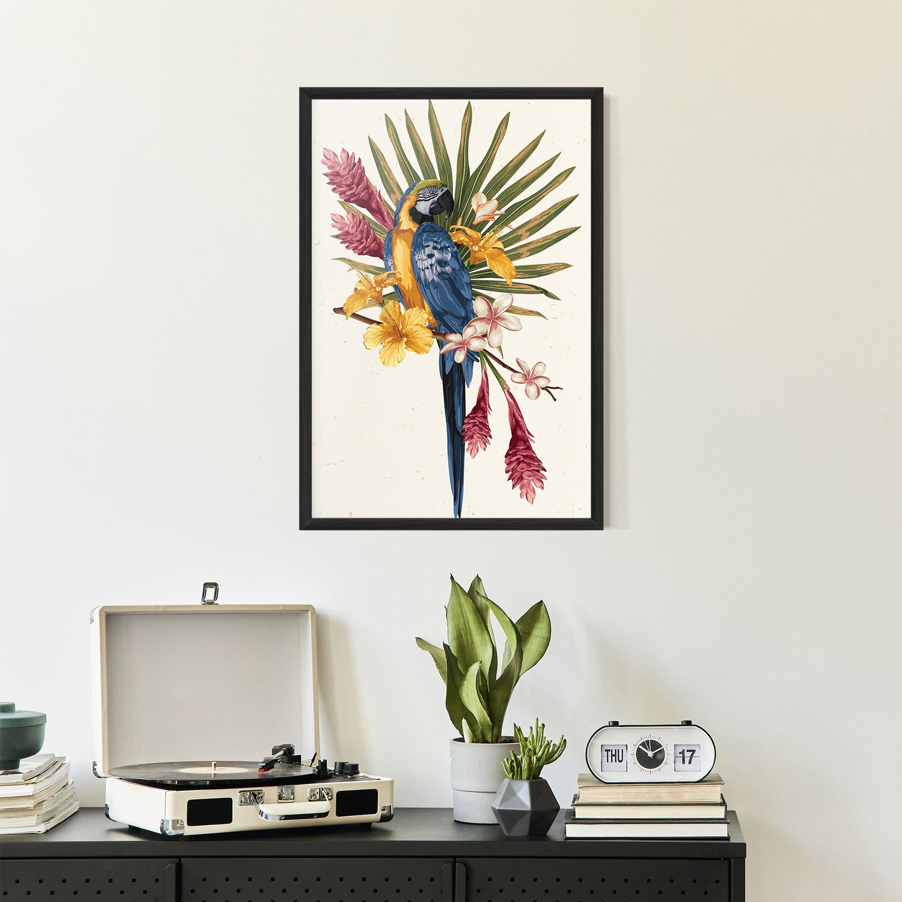 Poster Înrămat Exotic Bird Flower mockup 2