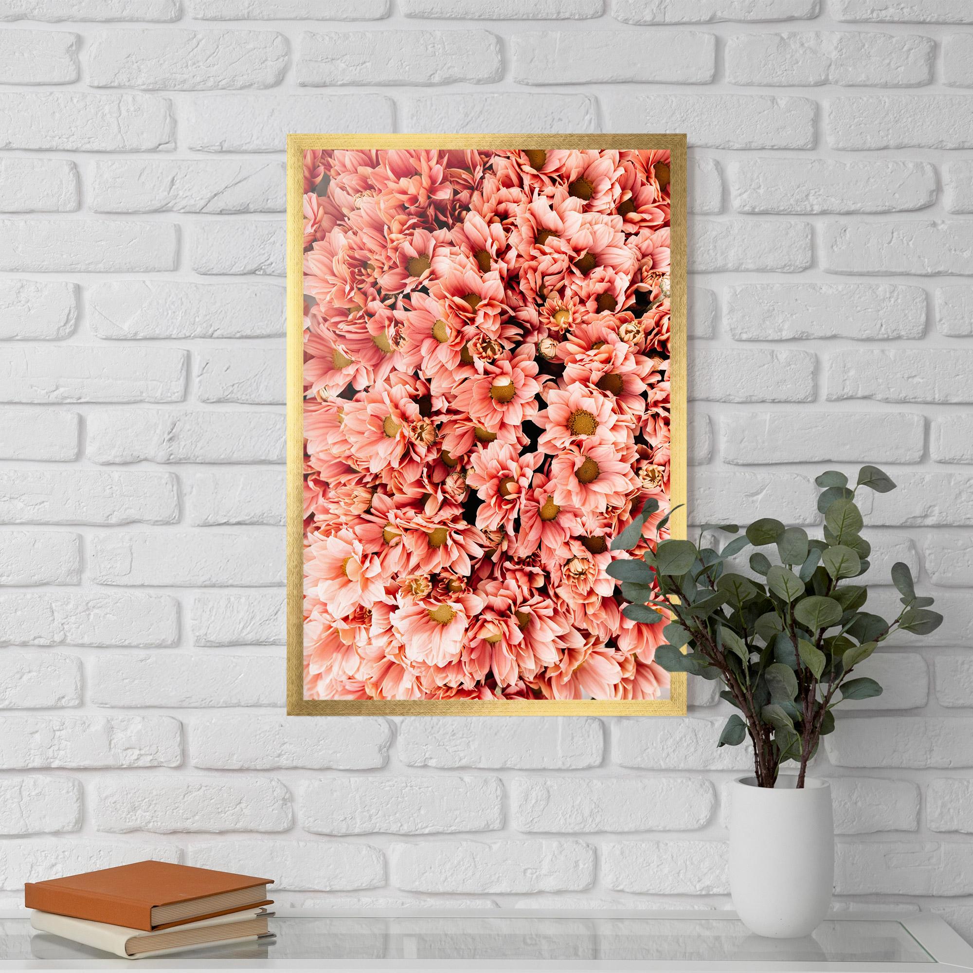 Poster Înrămat Pink Flowers Bouquet mockup 5