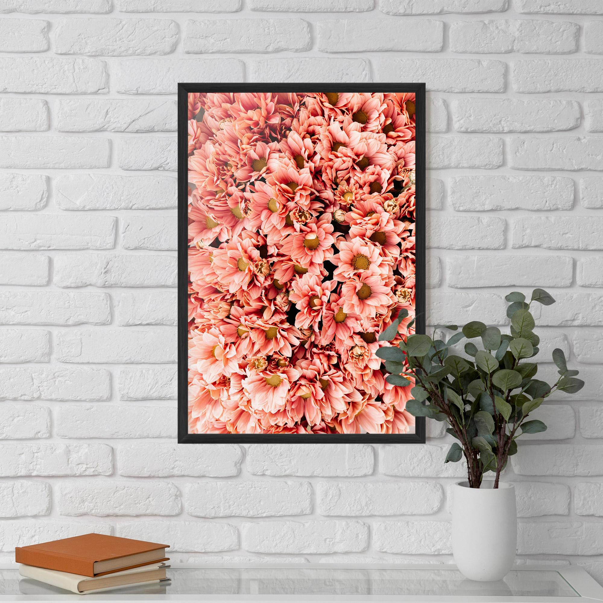 Poster Înrămat Pink Flowers Bouquet mockup 5