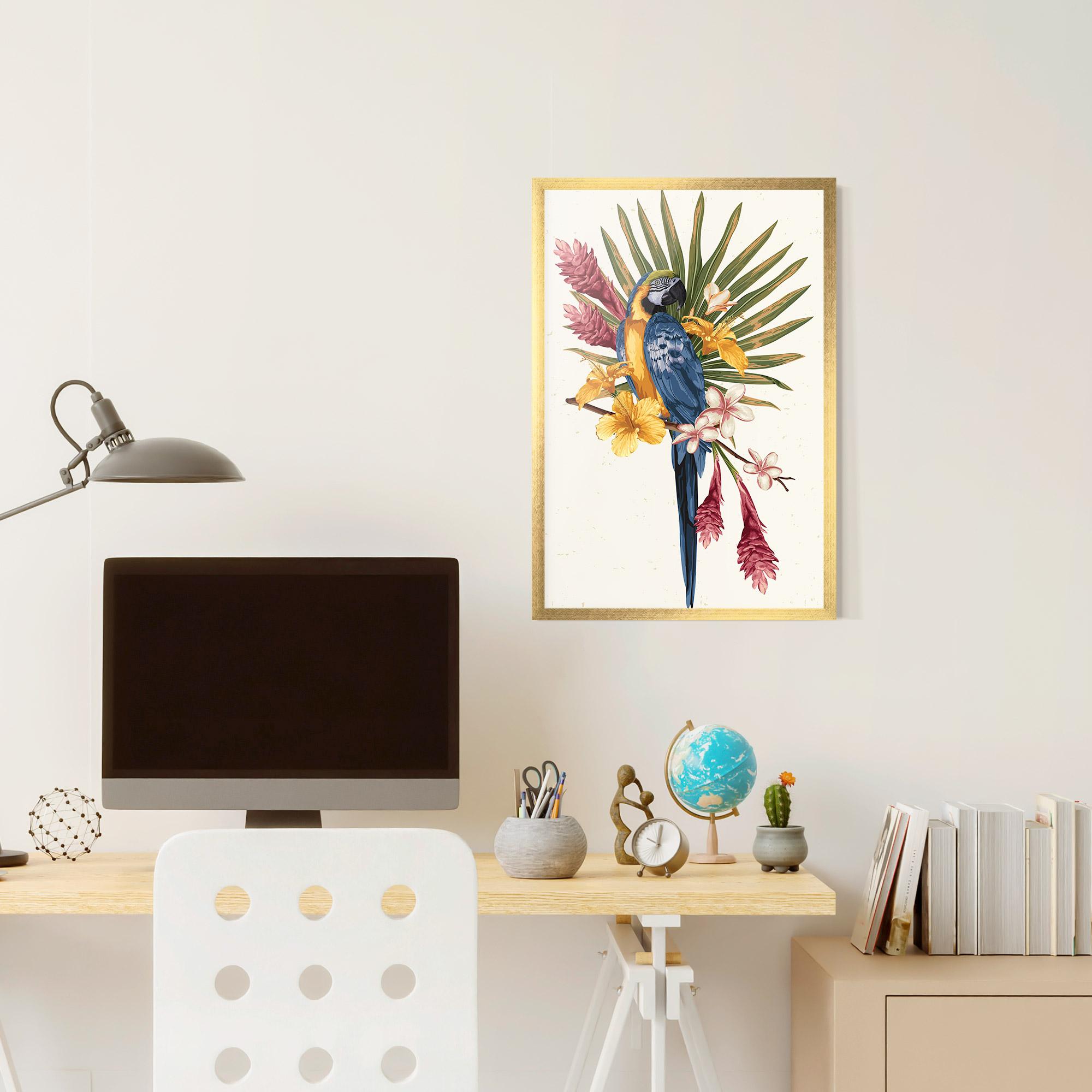 Poster Înrămat Exotic Bird Flower mockup 6