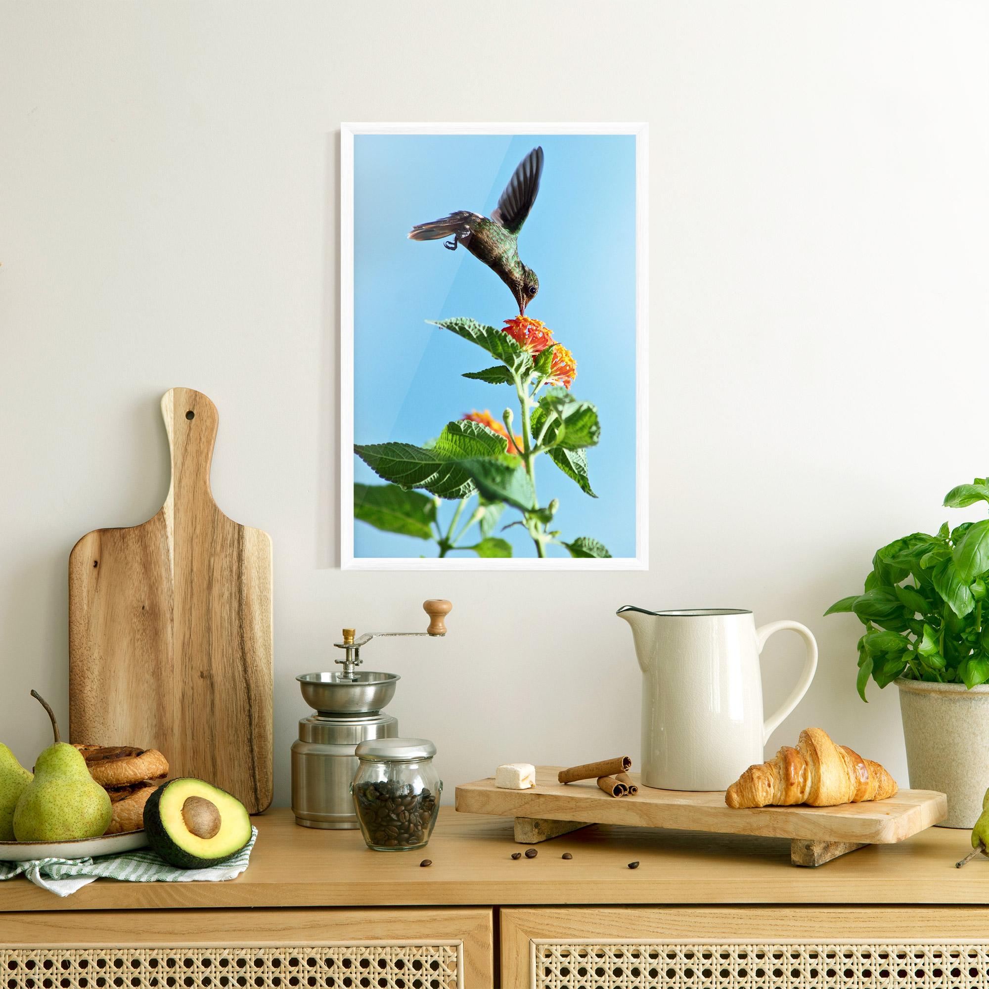 Poster Înrămat Bird Exotic Flower mockup 8