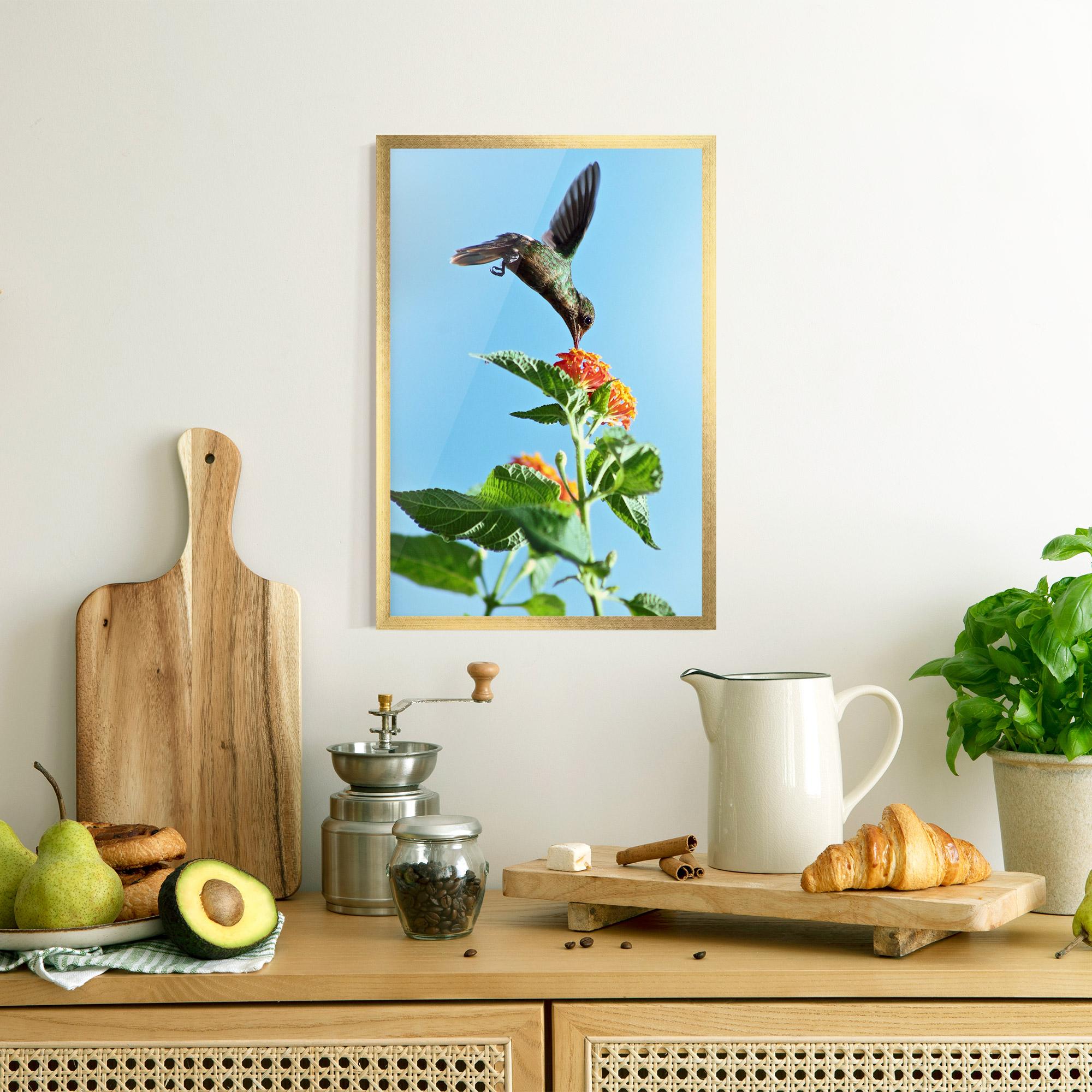 Poster Înrămat Bird Exotic Flower mockup 8
