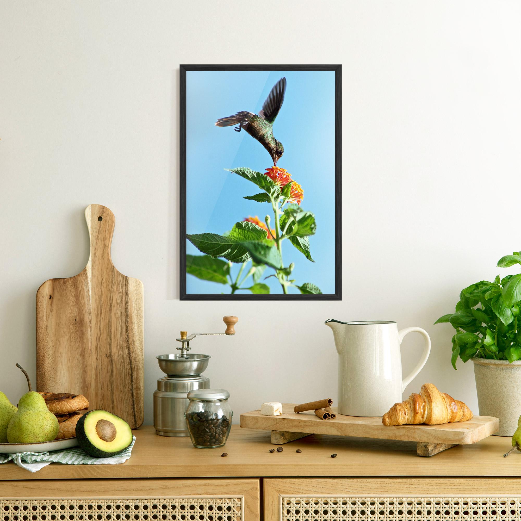 Poster Înrămat Bird Exotic Flower mockup 8