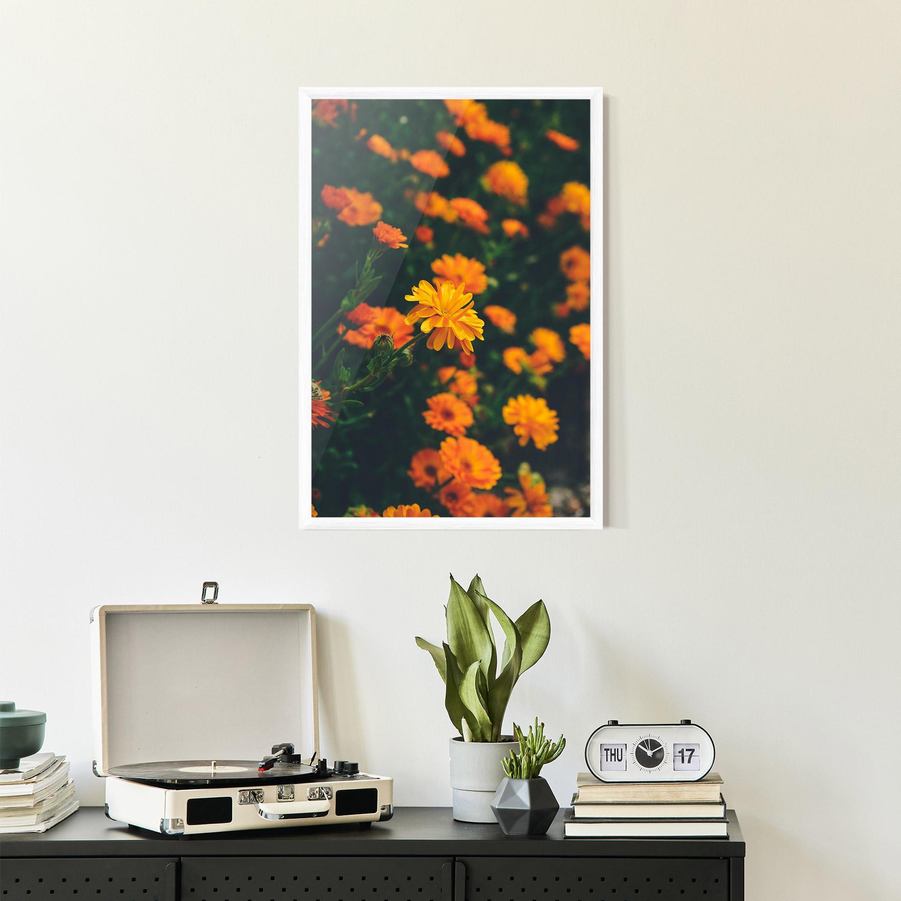 Poster Înrămat Garden Orange Flowers mockup 2
