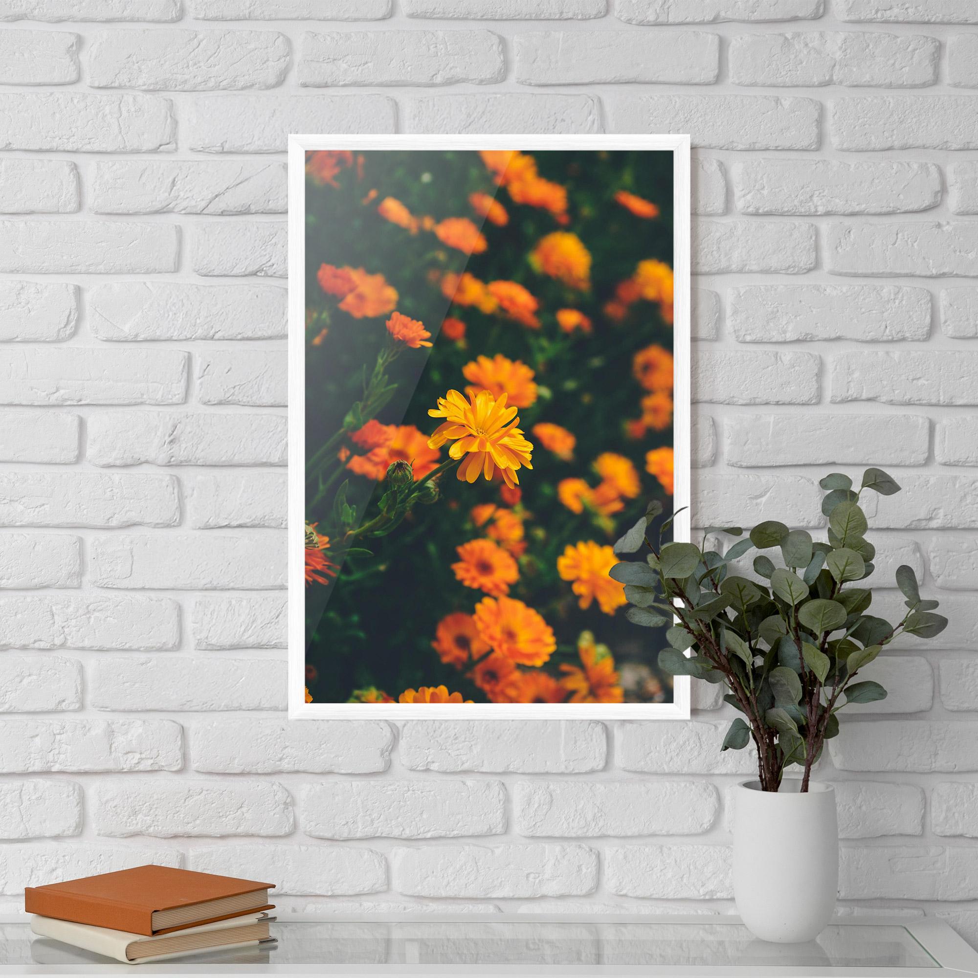 Poster Înrămat Garden Orange Flowers mockup 5