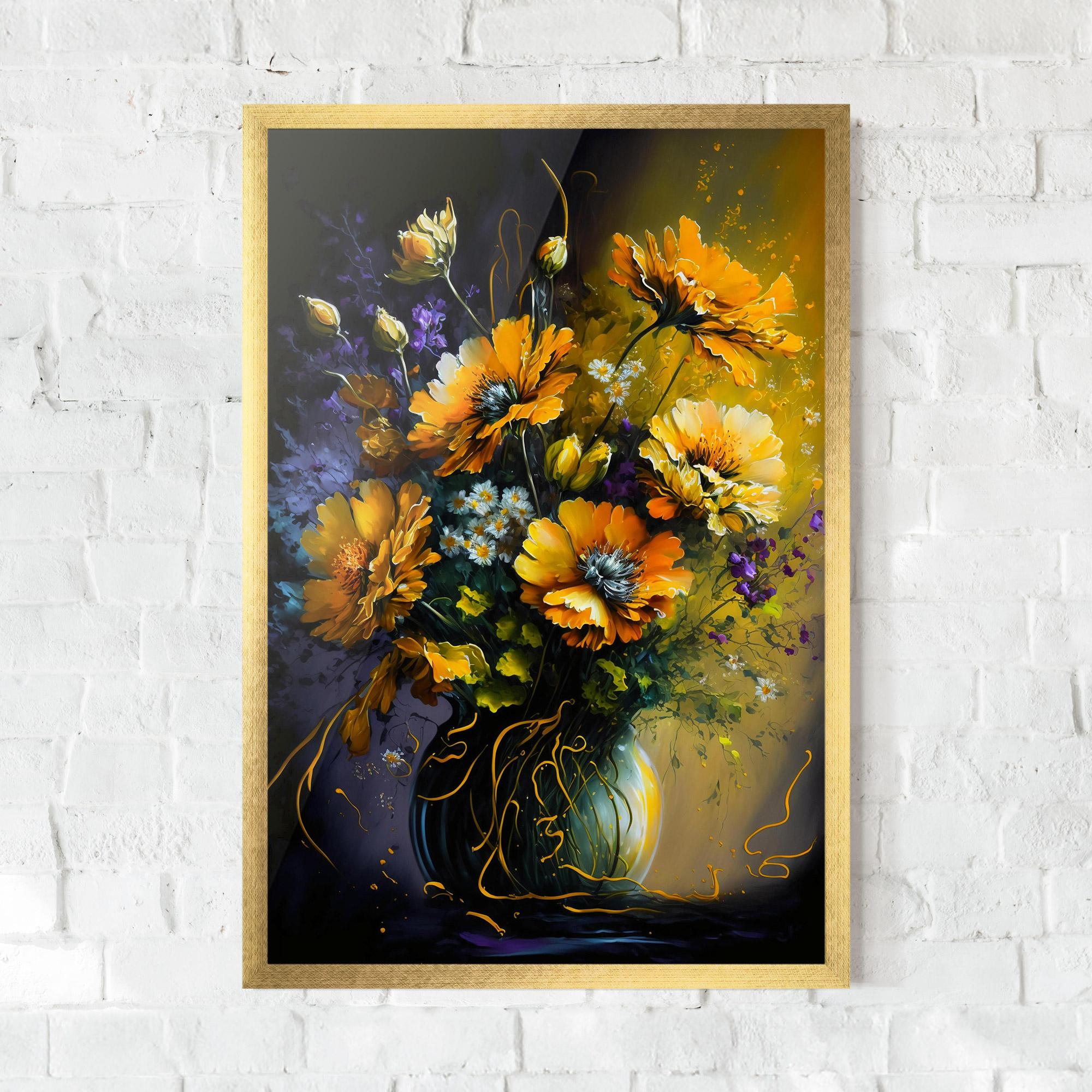 Poster Înrămat Yellow Flower Art Vase mockup 0