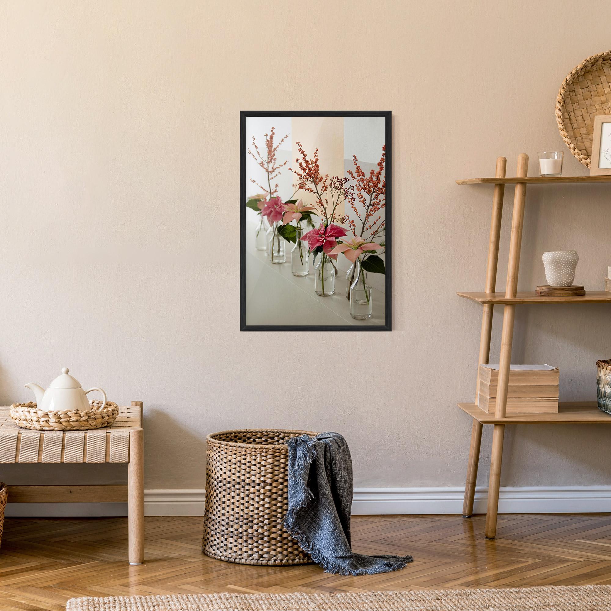 Poster Înrămat Pink Red Flower Vase mockup 9
