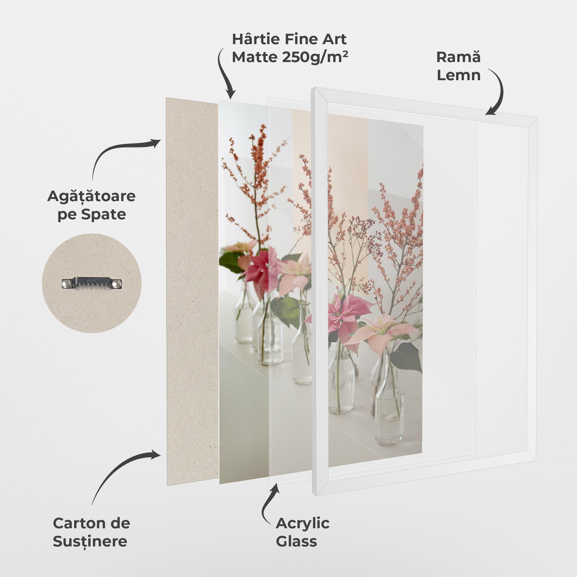 Poster Înrămat Pink Red Flower Vase mockup 1