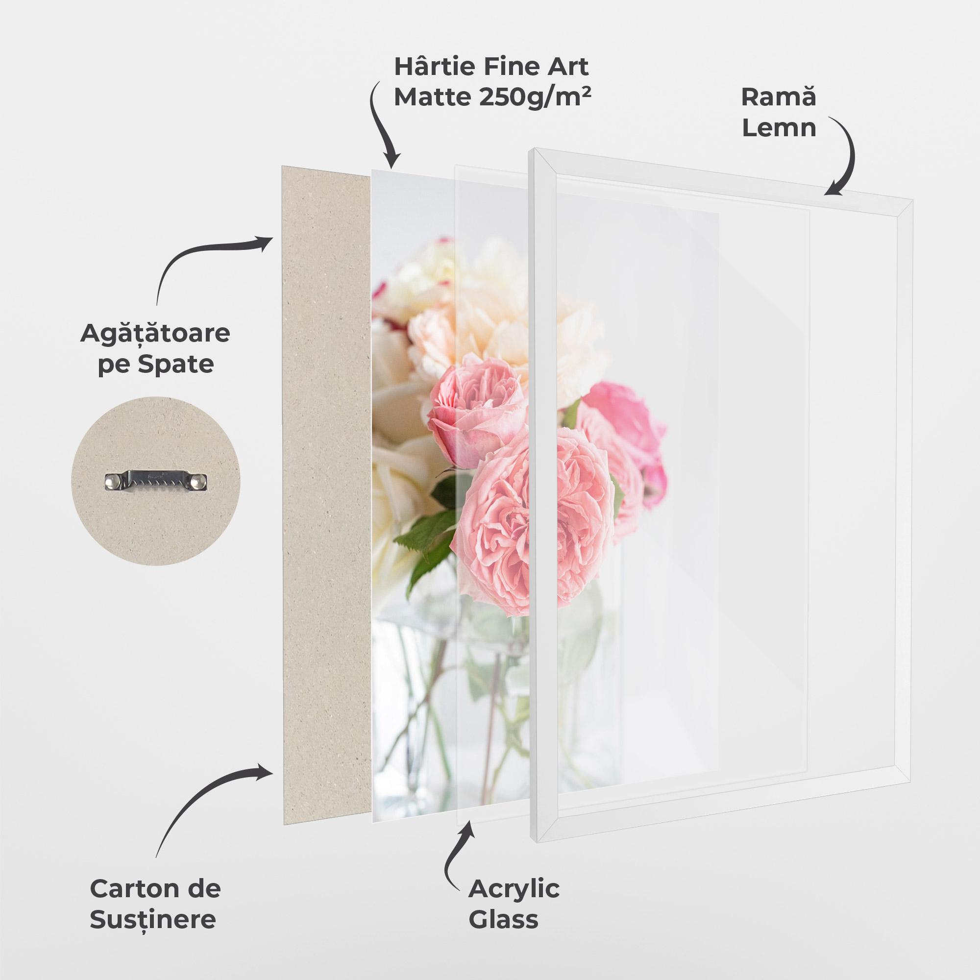 Poster Înrămat Pink Rose Vase mockup 1