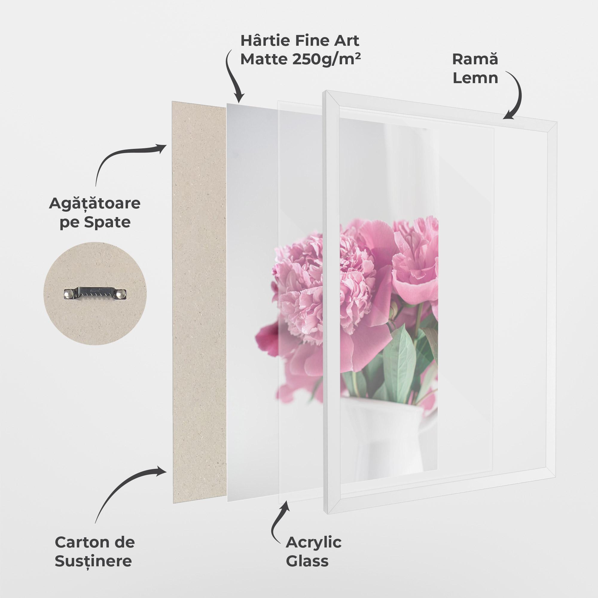 Poster Înrămat White Vase Pink mockup 1