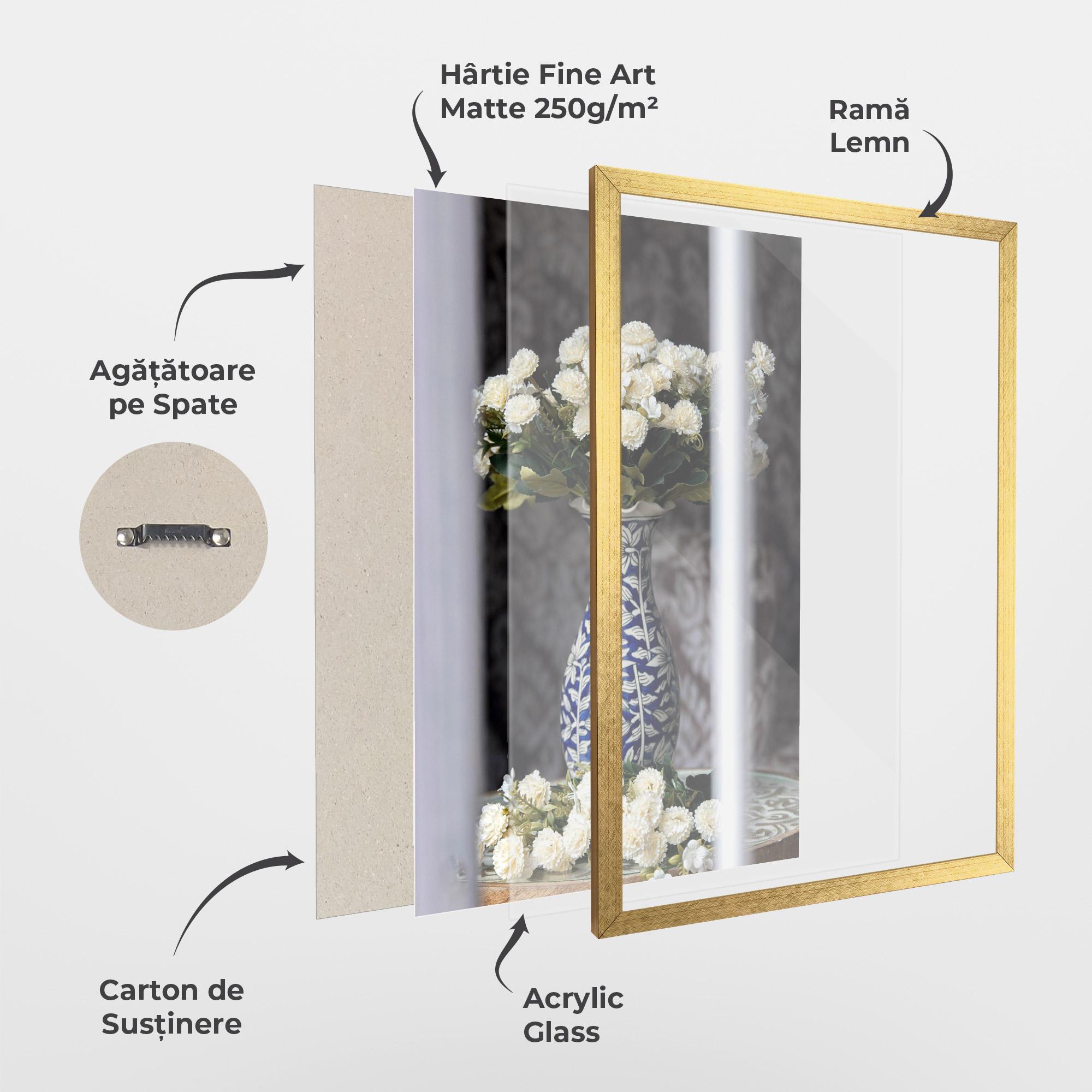 Poster Înrămat Blue Patern Vase mockup 1