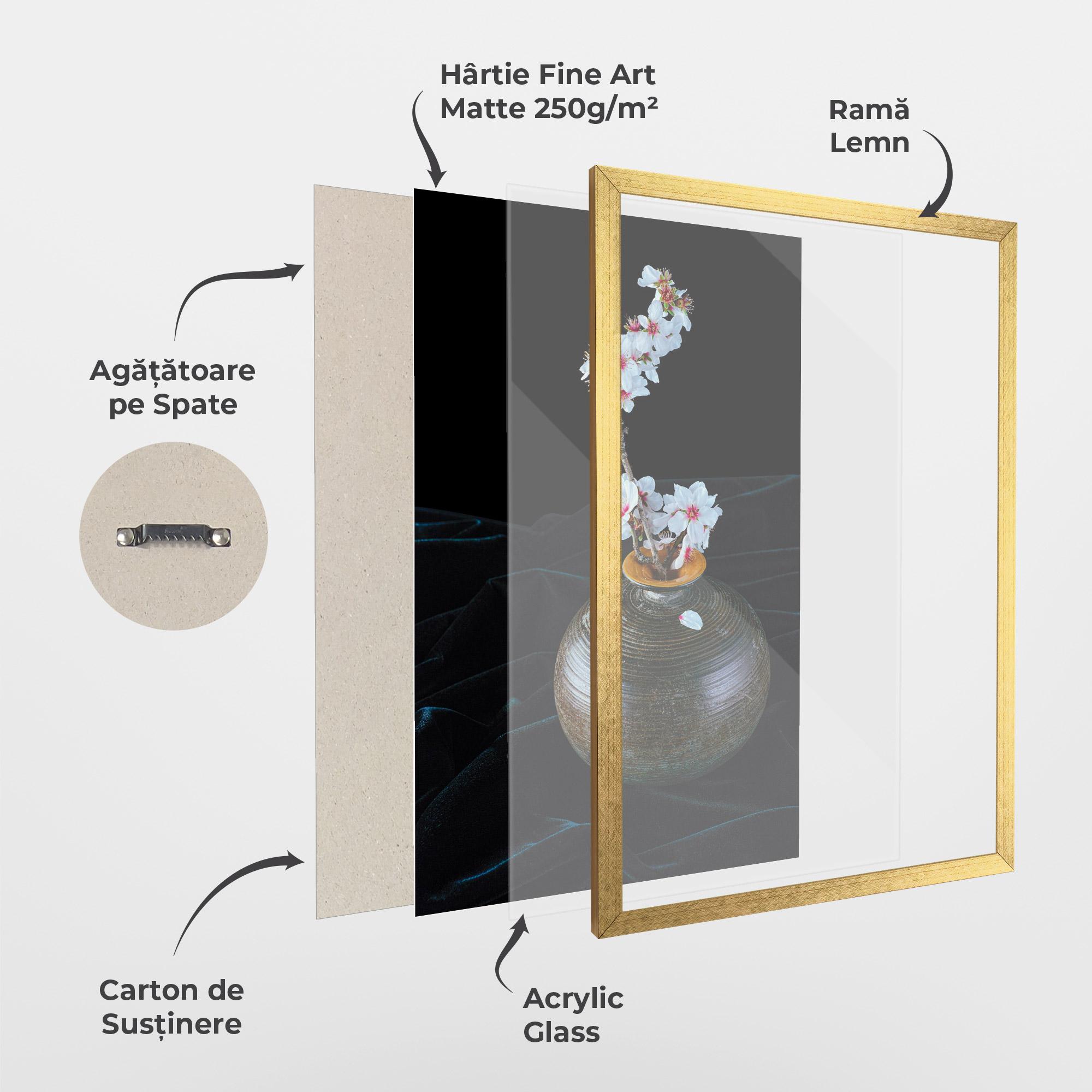 Poster Înrămat Brown Vase Flowers mockup 1