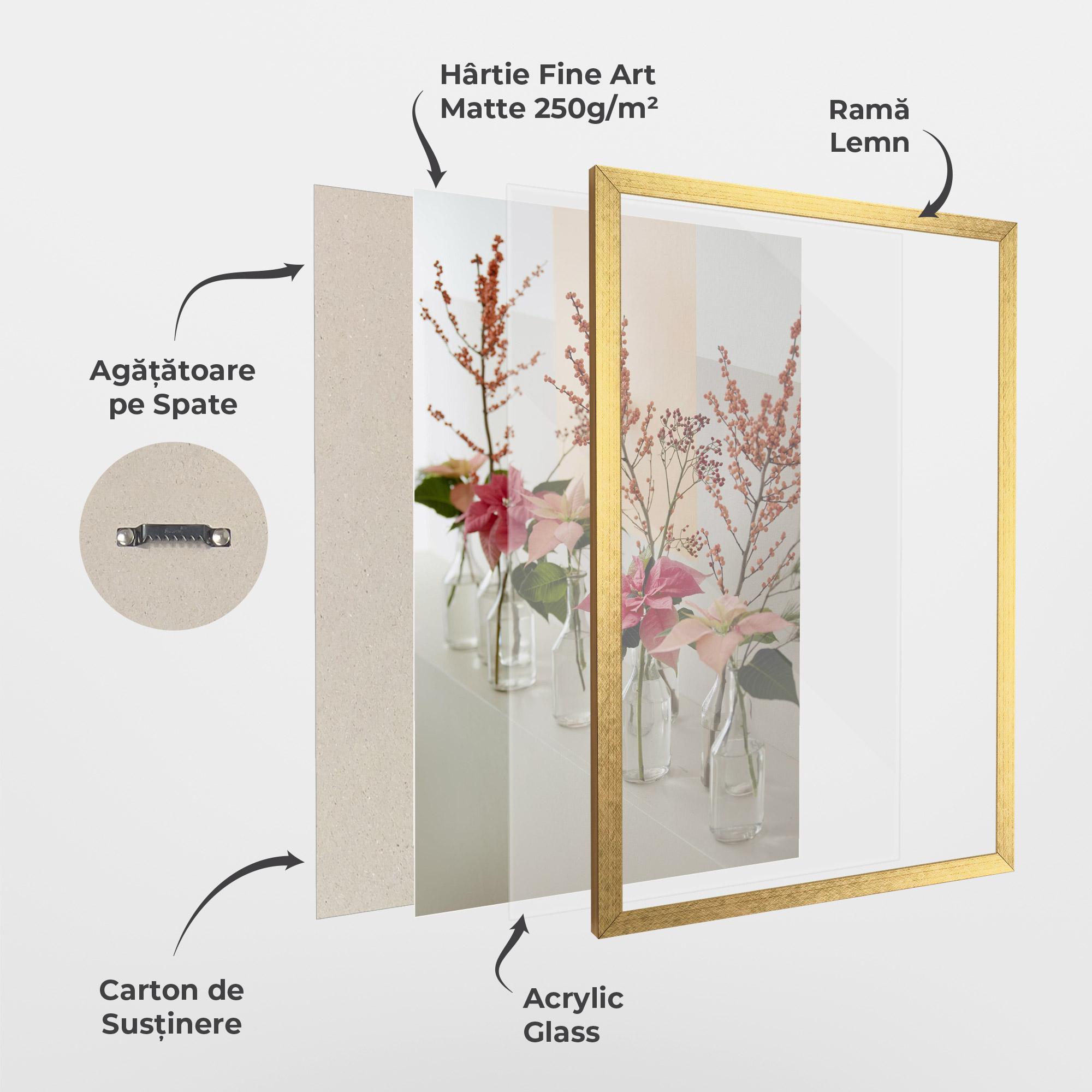 Poster Înrămat Pink Red Flower Vase mockup 1