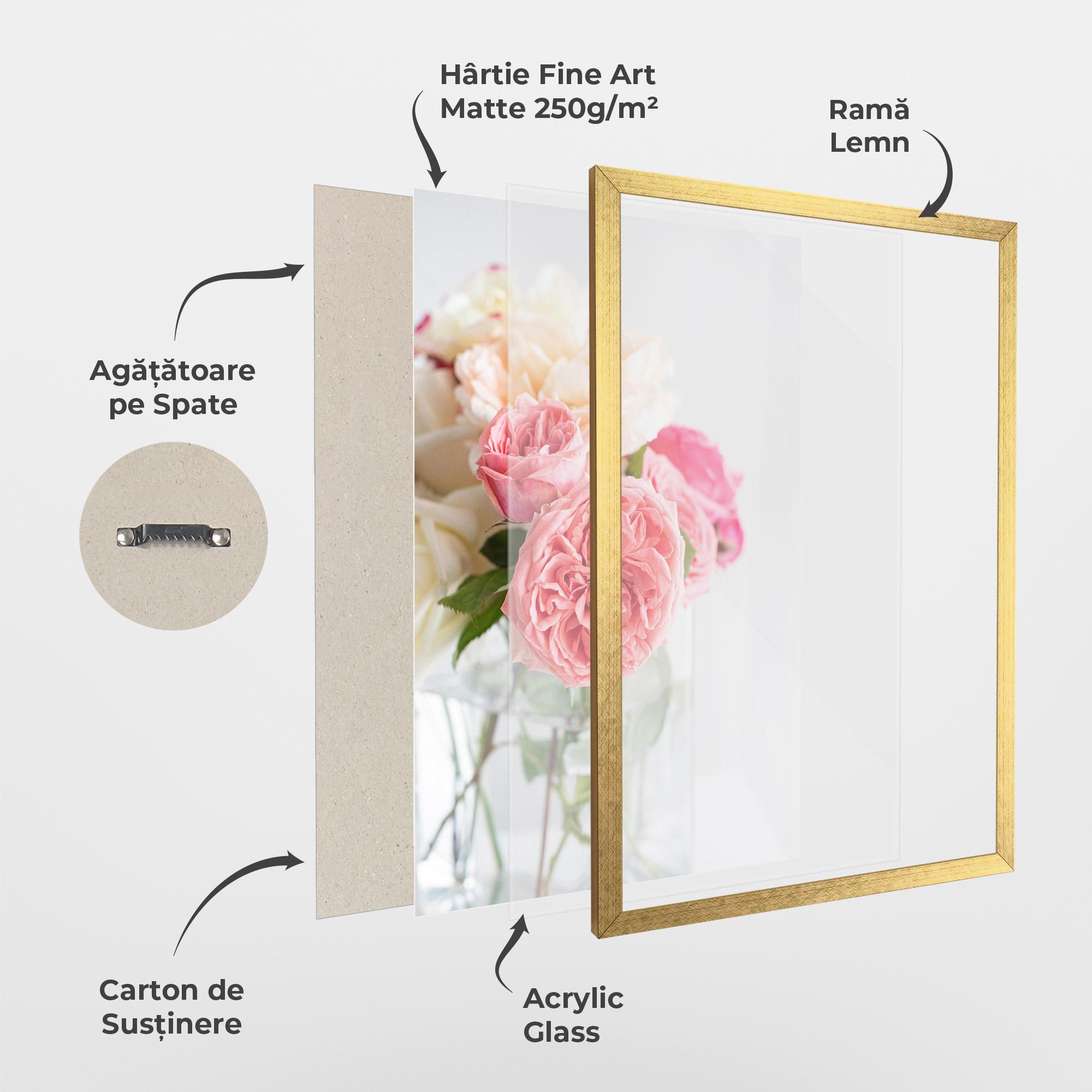 Poster Înrămat Pink Rose Vase mockup 1