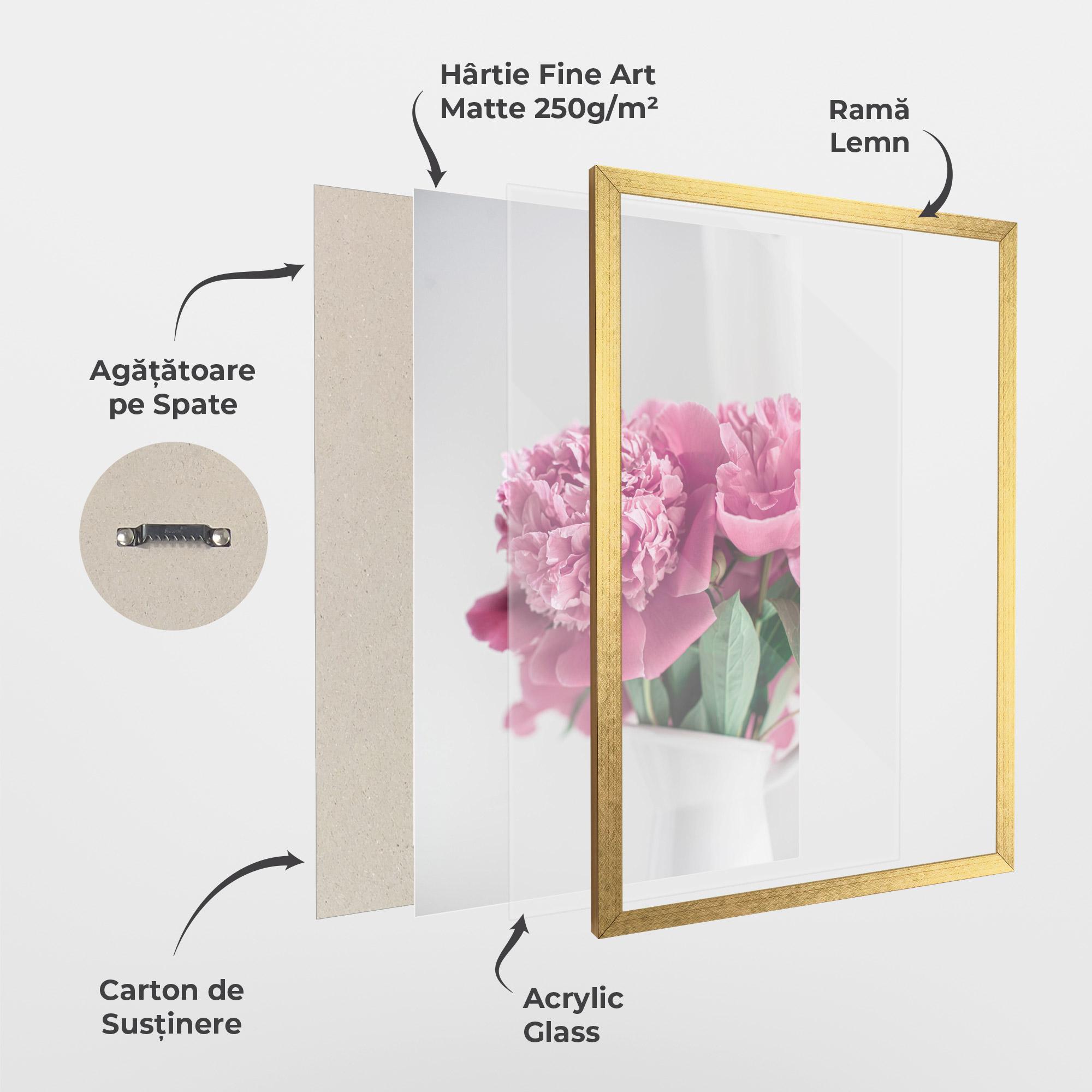 Poster Înrămat White Vase Pink mockup 1