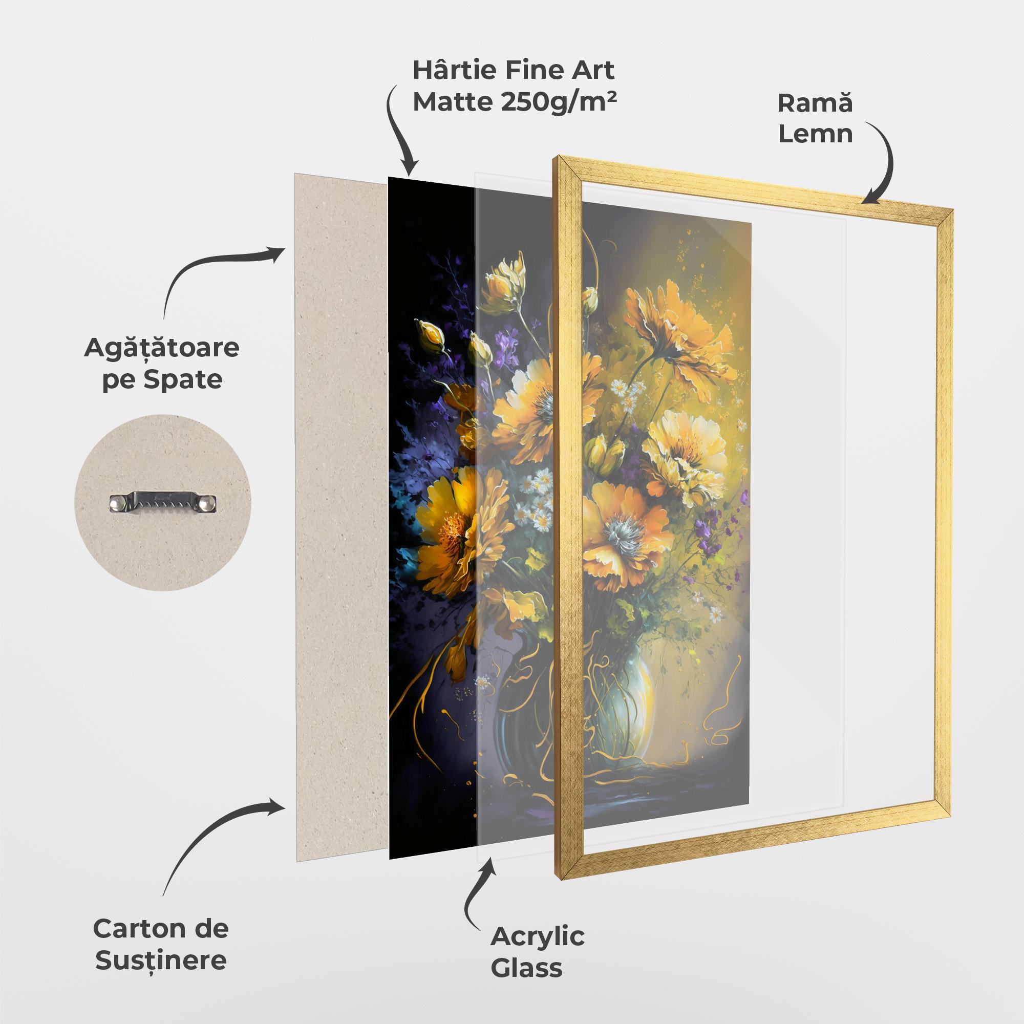 Poster Înrămat Yellow Flower Art Vase mockup 1