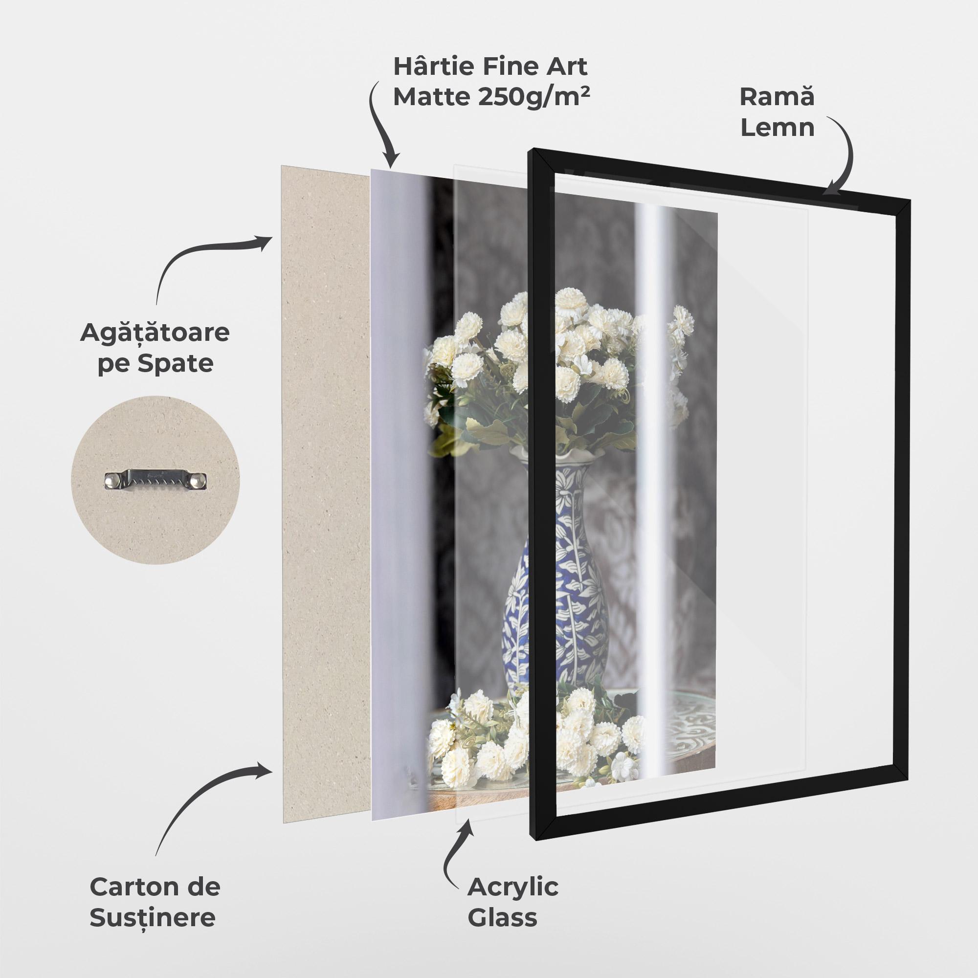 Poster Înrămat Blue Patern Vase mockup 1