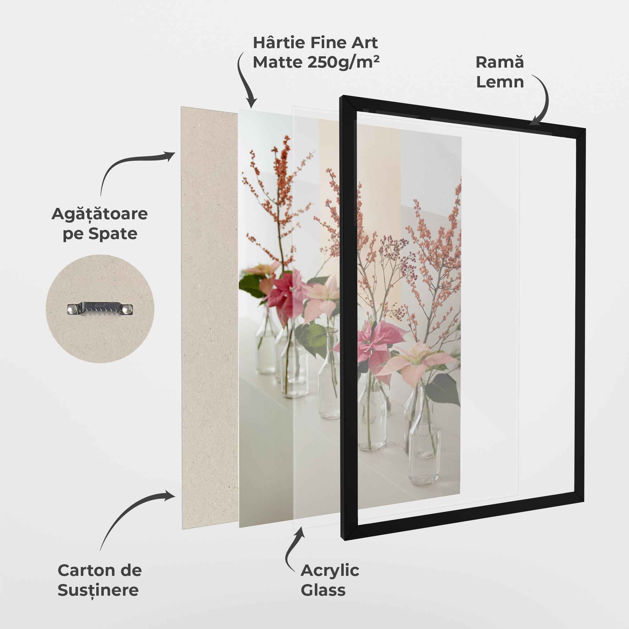 Poster Înrămat Pink Red Flower Vase mockup 1