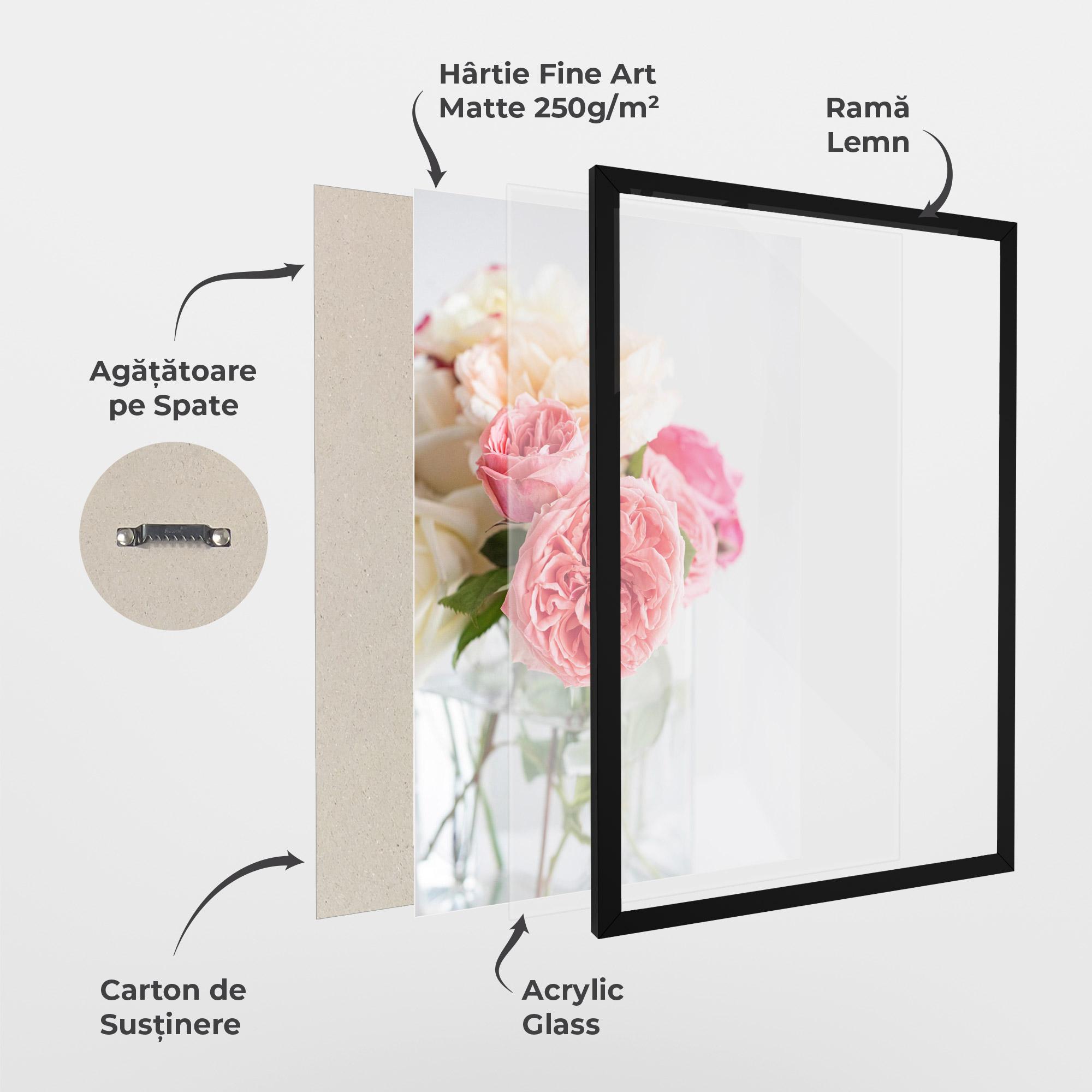 Poster Înrămat Pink Rose Vase mockup 1