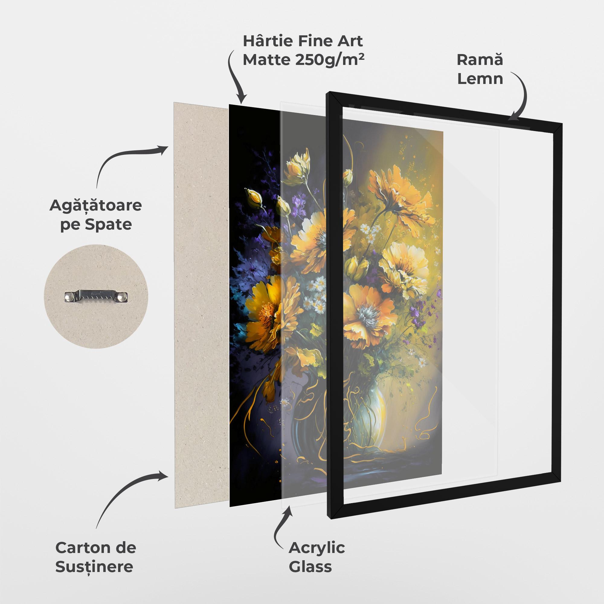 Poster Înrămat Yellow Flower Art Vase mockup 1