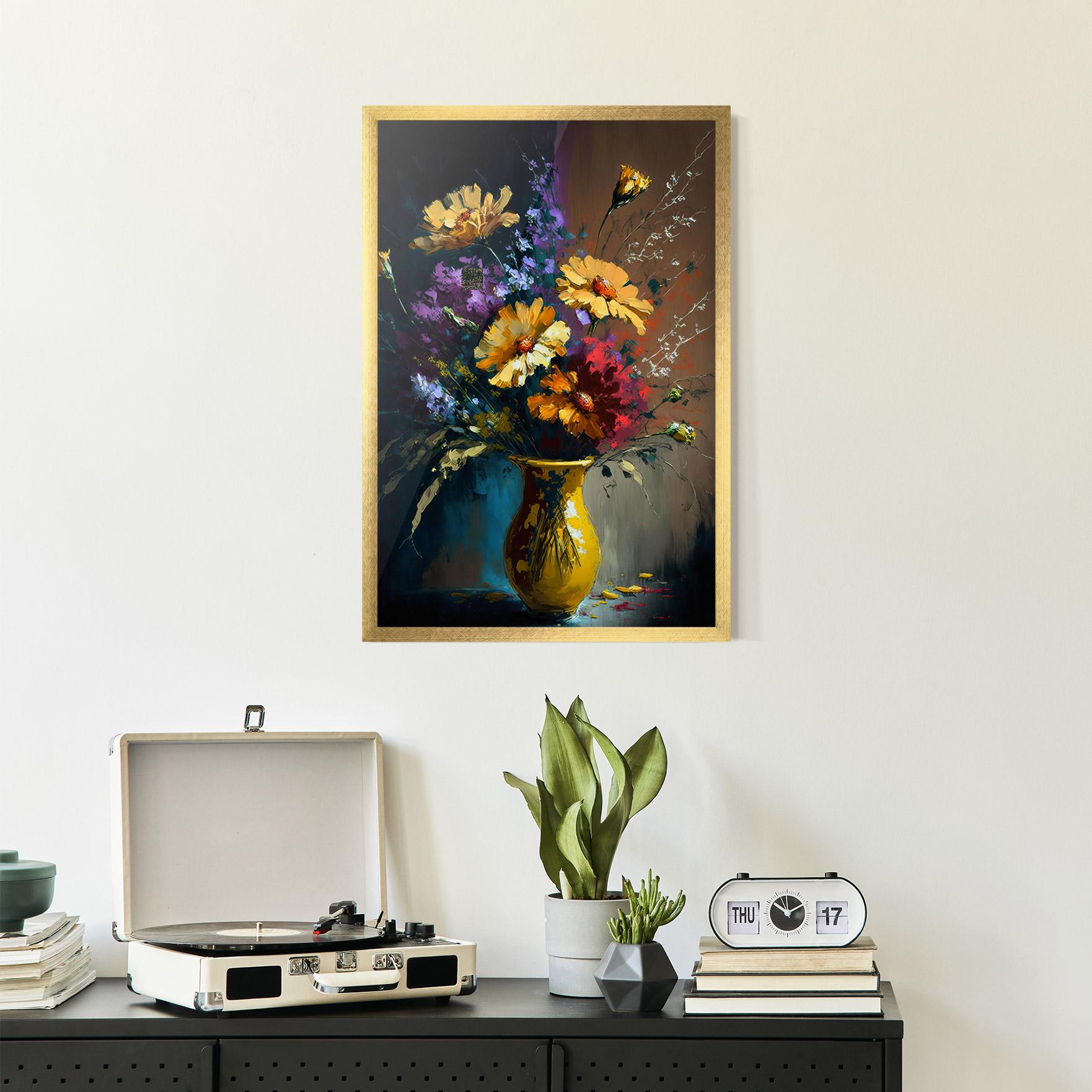 Poster Înrămat Yellow Art Vase mockup 2