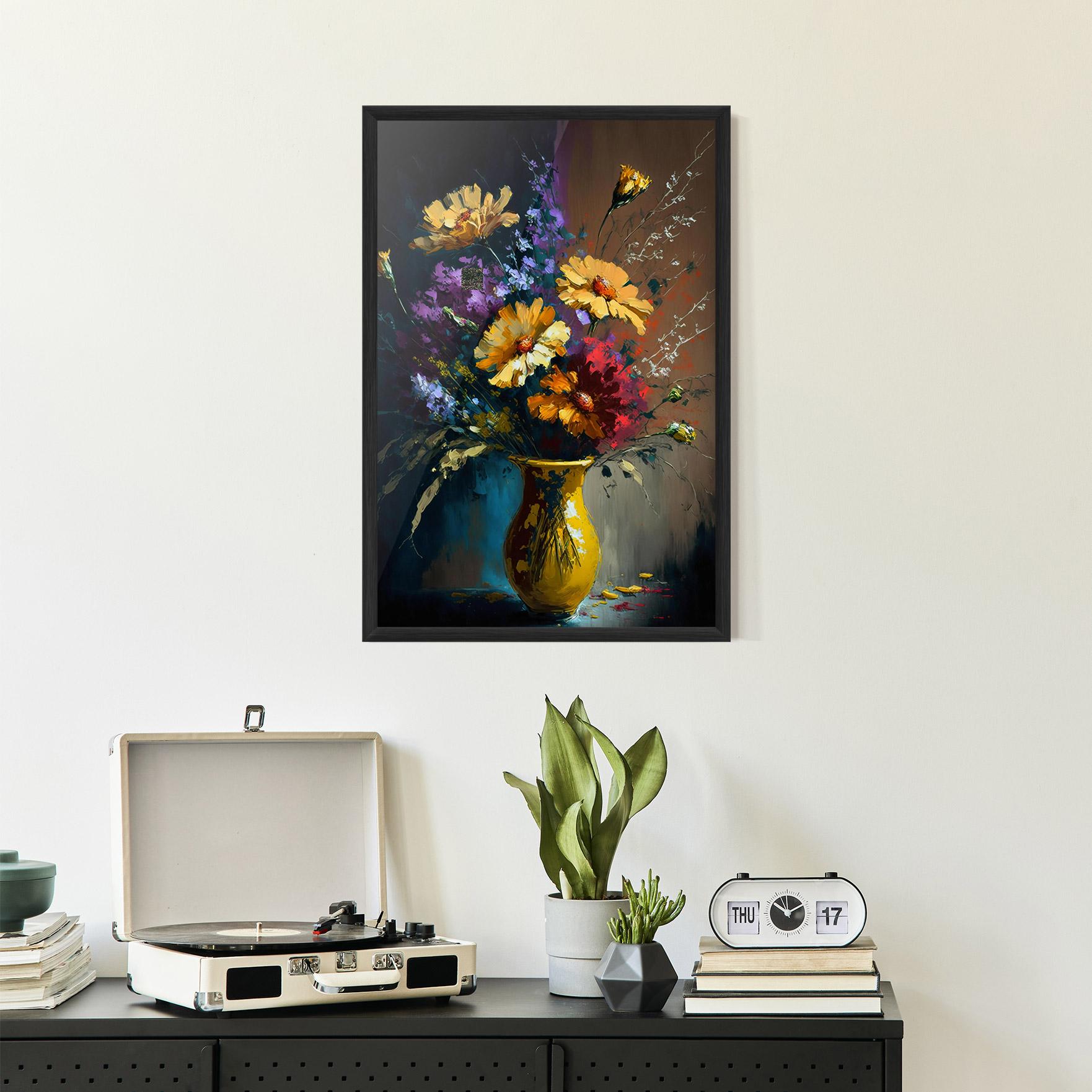 Poster Înrămat Yellow Art Vase mockup 2