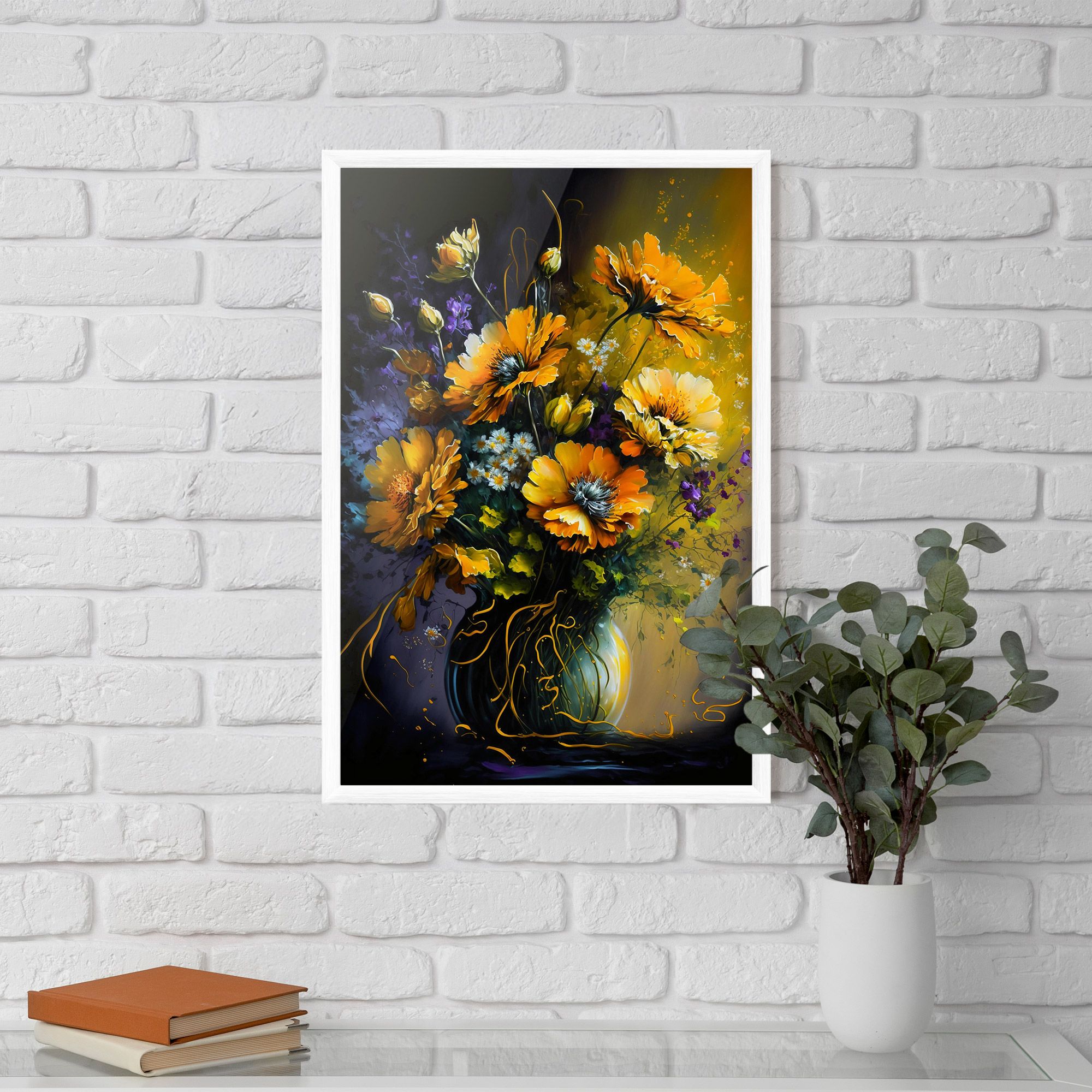Yellow Flower Art Vase mockup 5