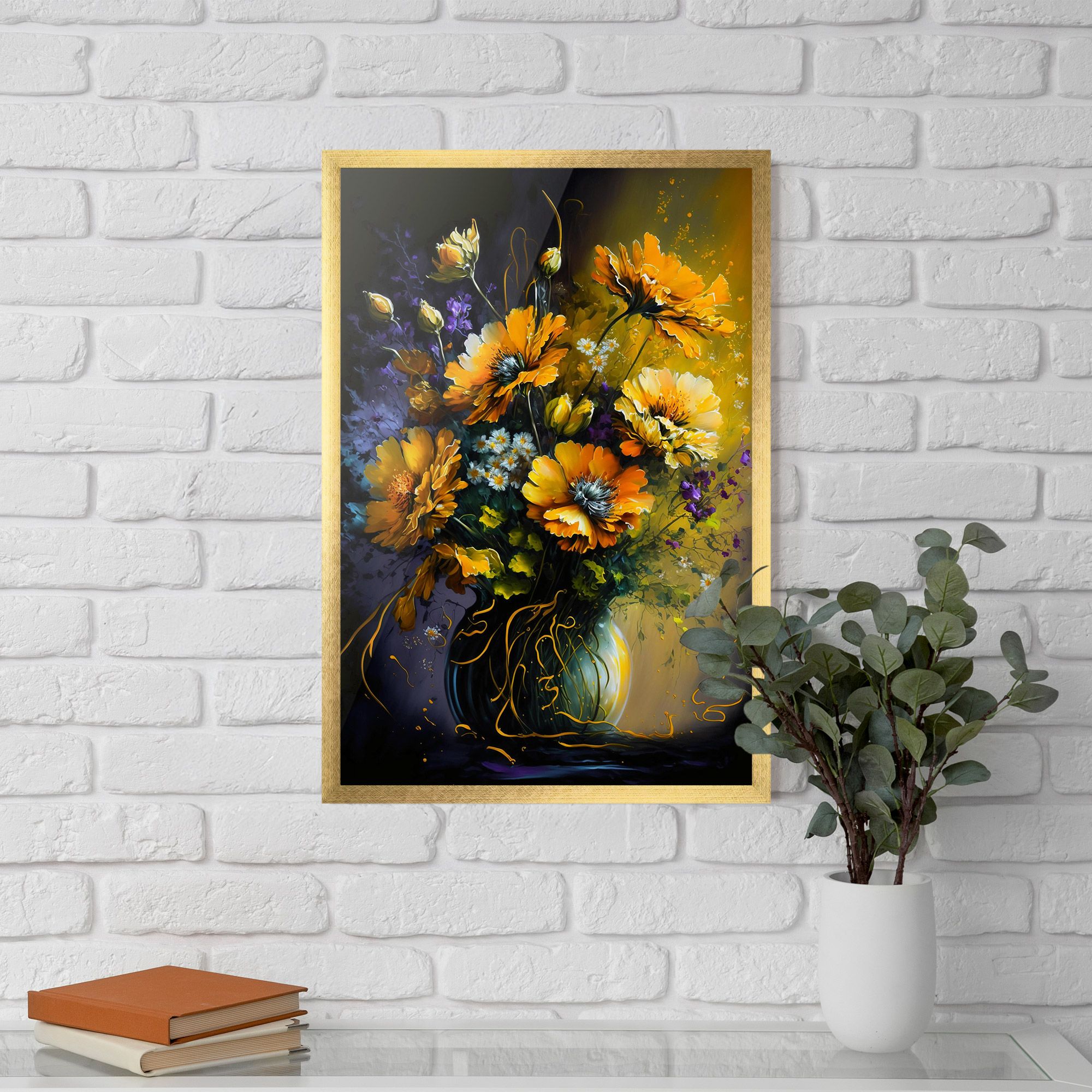 Yellow Flower Art Vase mockup 5