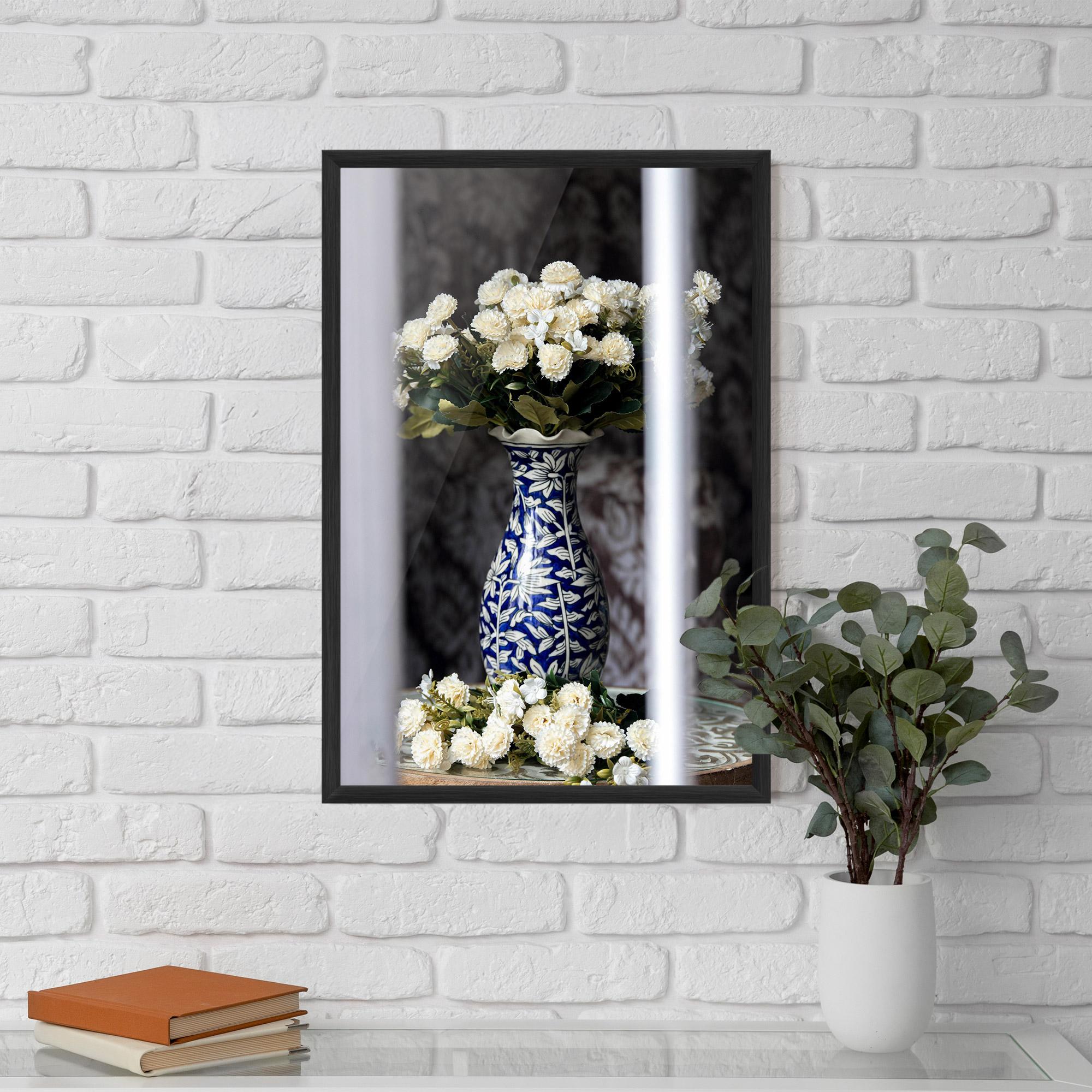 Poster Înrămat Blue Patern Vase mockup 5