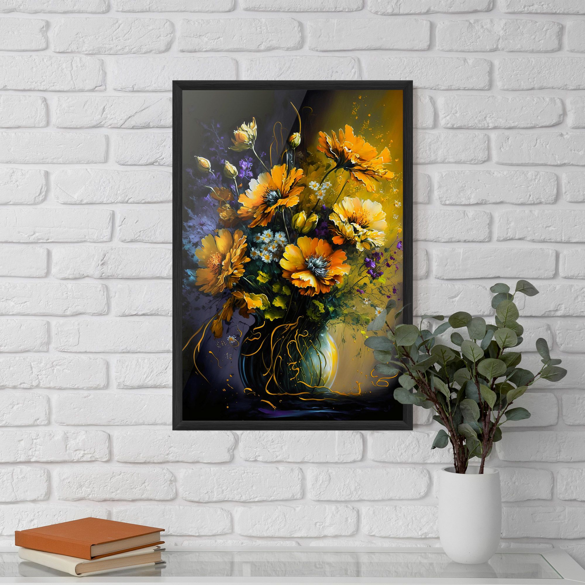 Yellow Flower Art Vase mockup 5