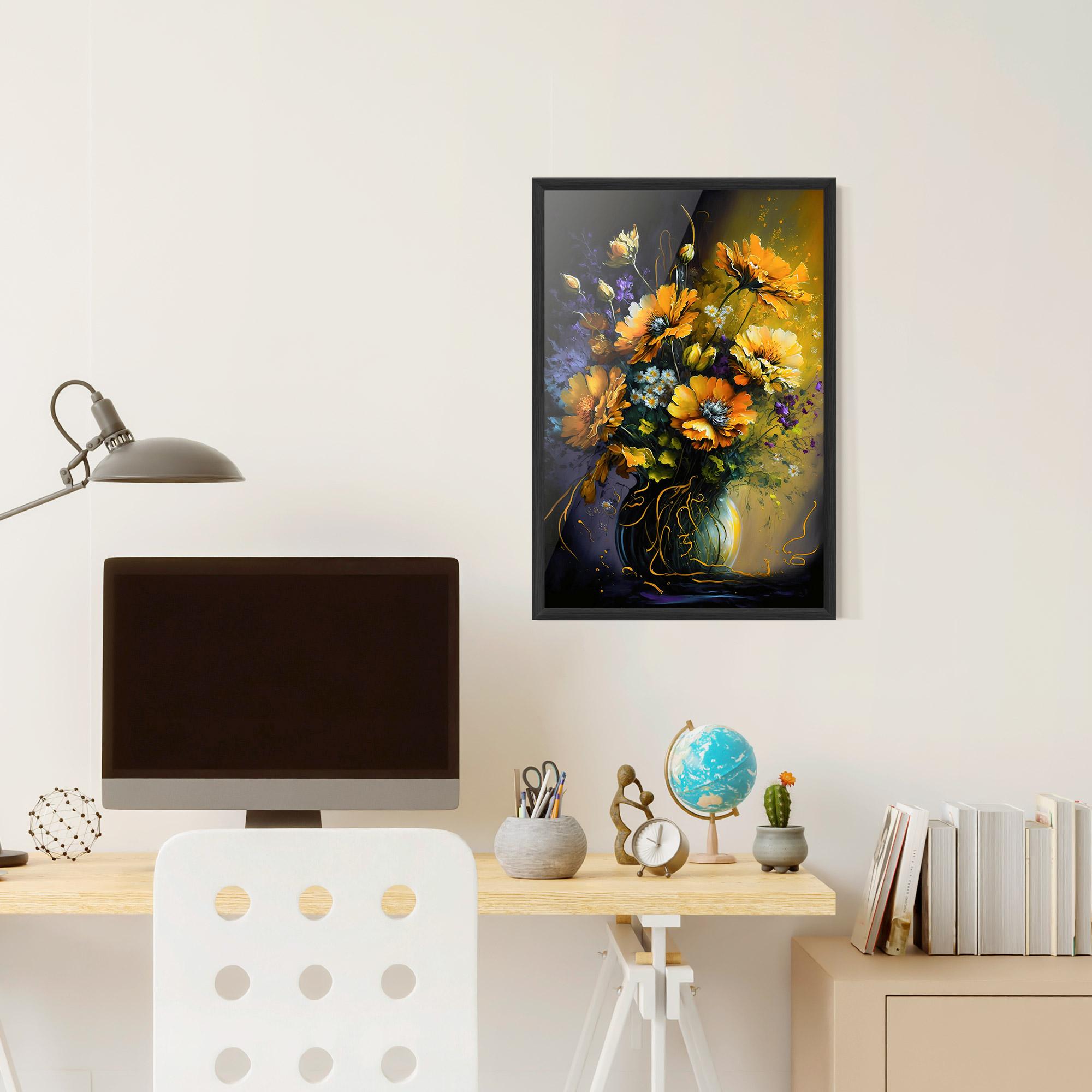 Poster Înrămat Yellow Flower Art Vase mockup 6