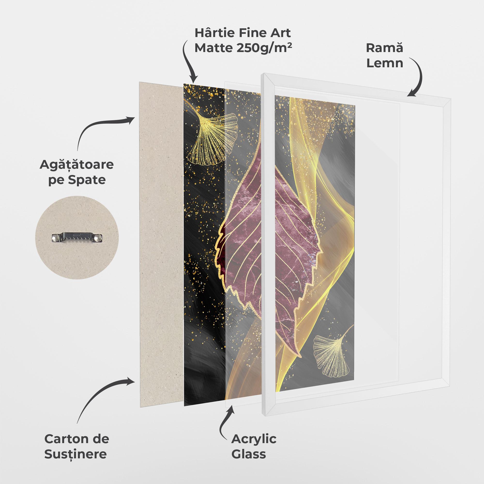 Poster Înrămat Golden Leaves Red mockup 1