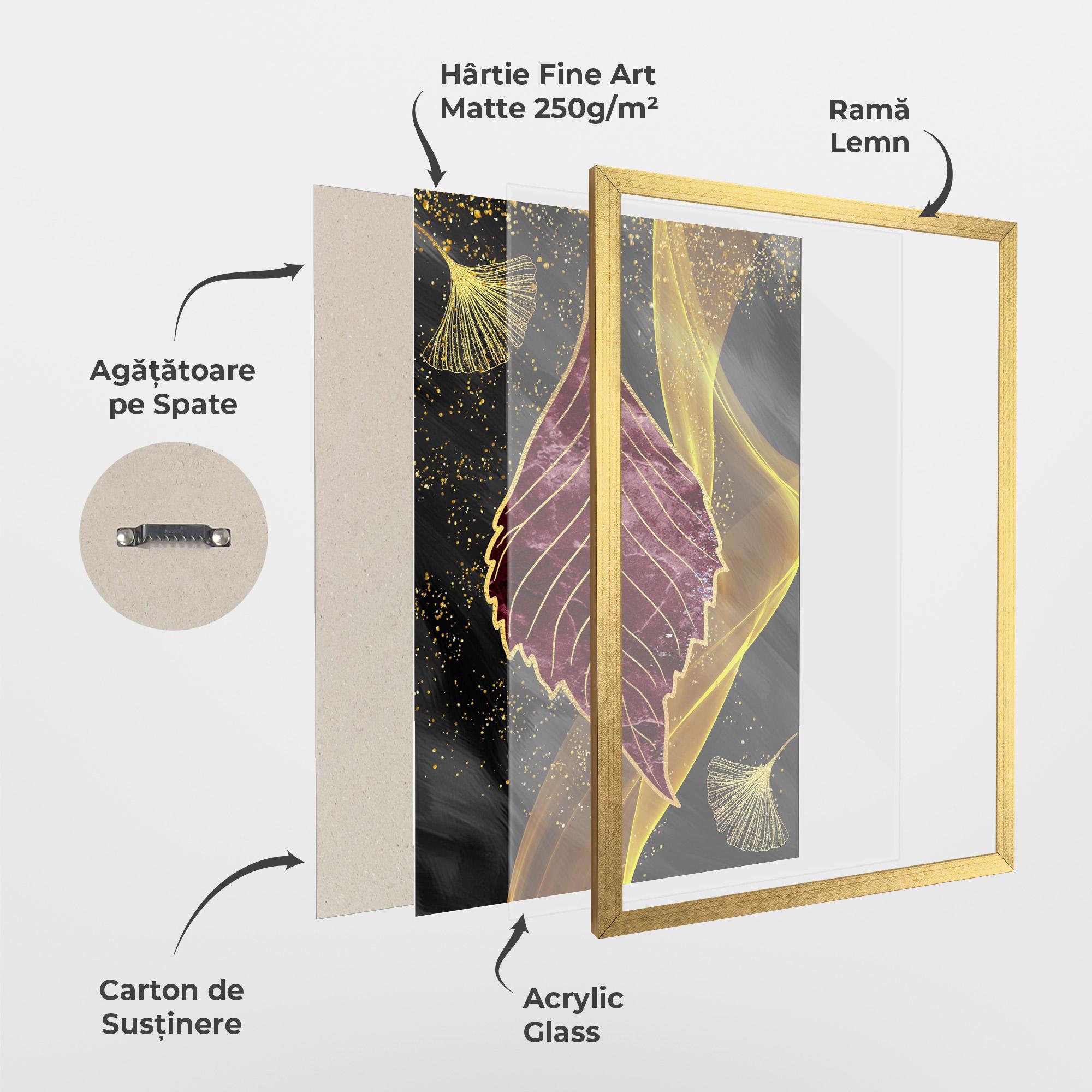 Poster Înrămat Golden Leaves Red mockup 1
