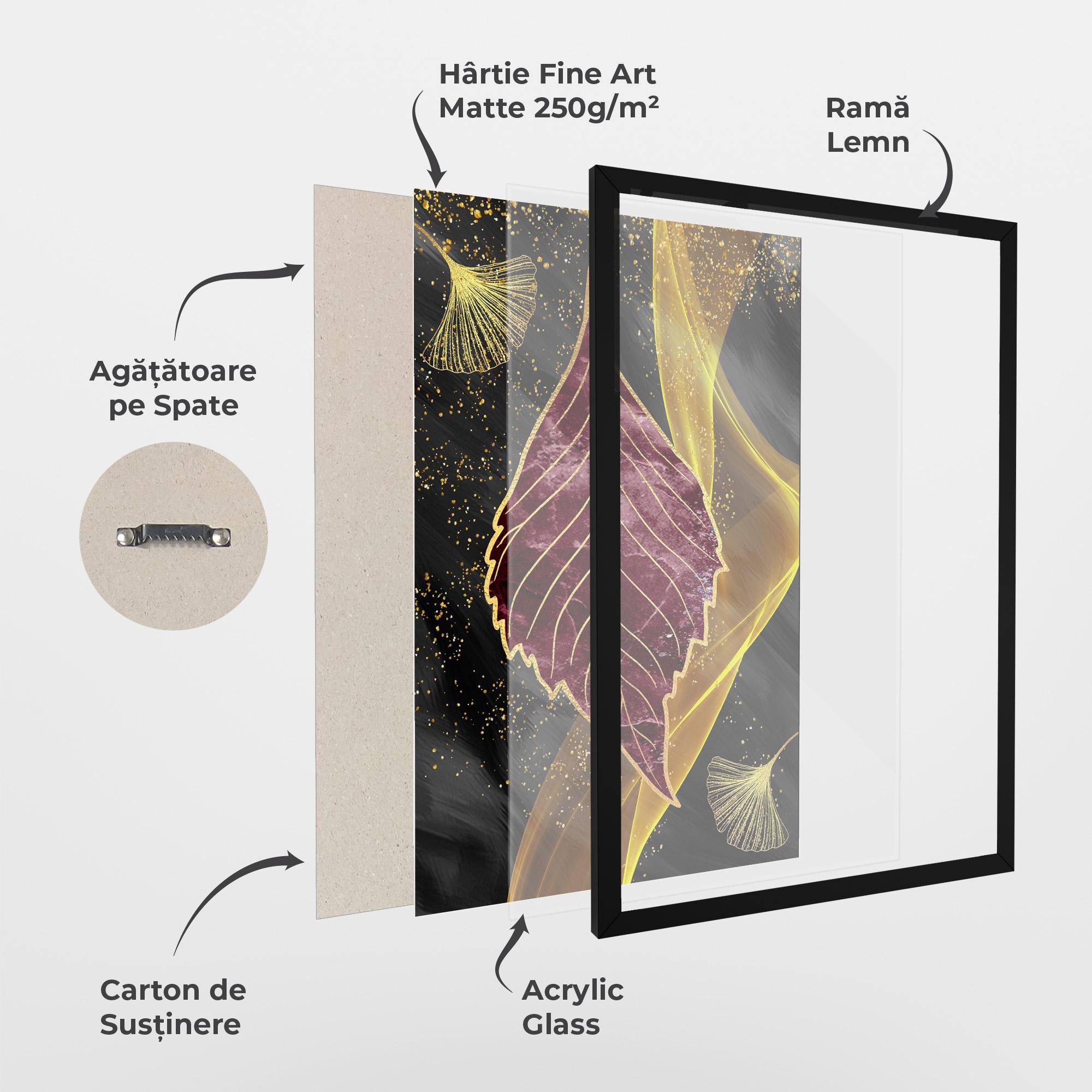 Poster Înrămat Golden Leaves Red mockup 1