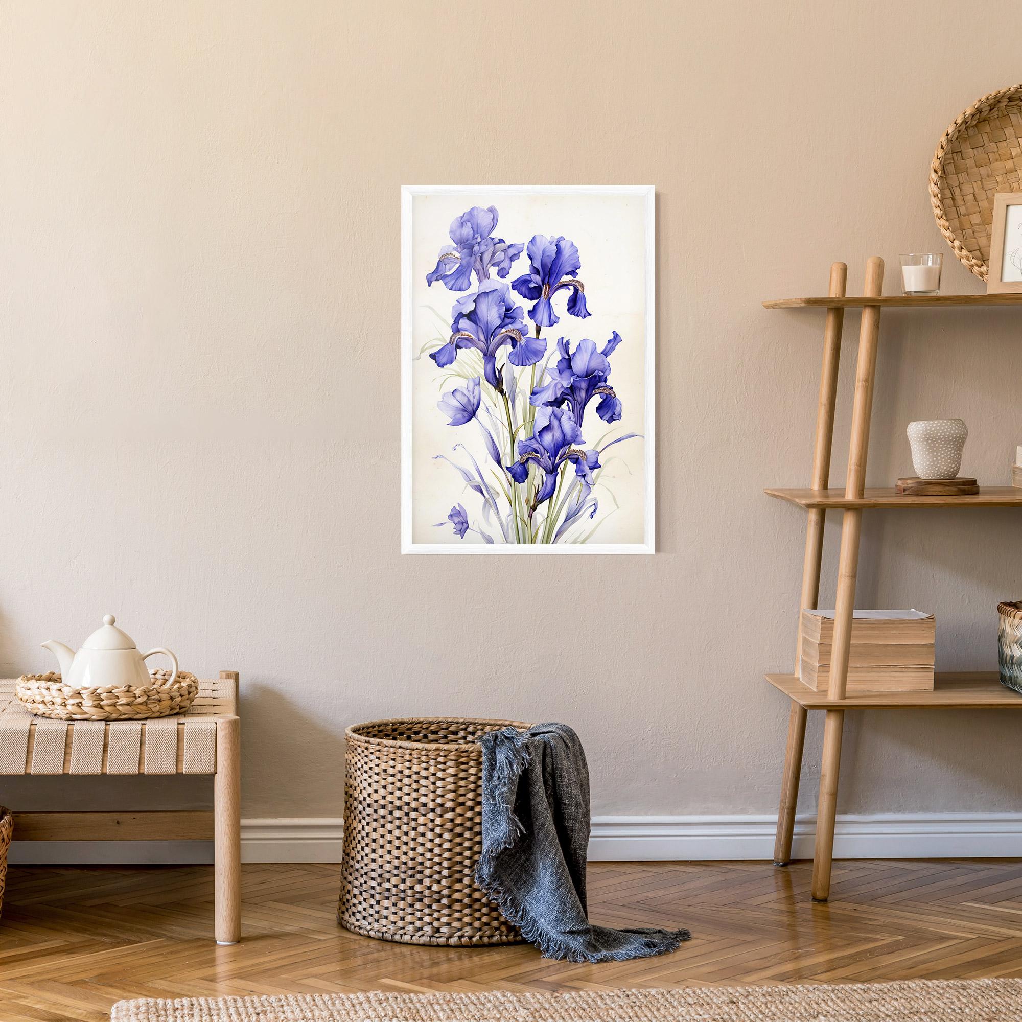 Poster Înrămat Purple Iris On Cream mockup 9