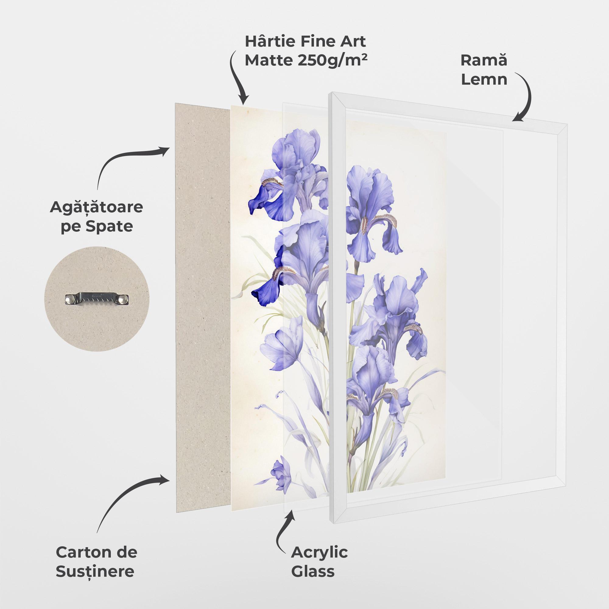 Poster Înrămat Purple Iris On Cream mockup 1