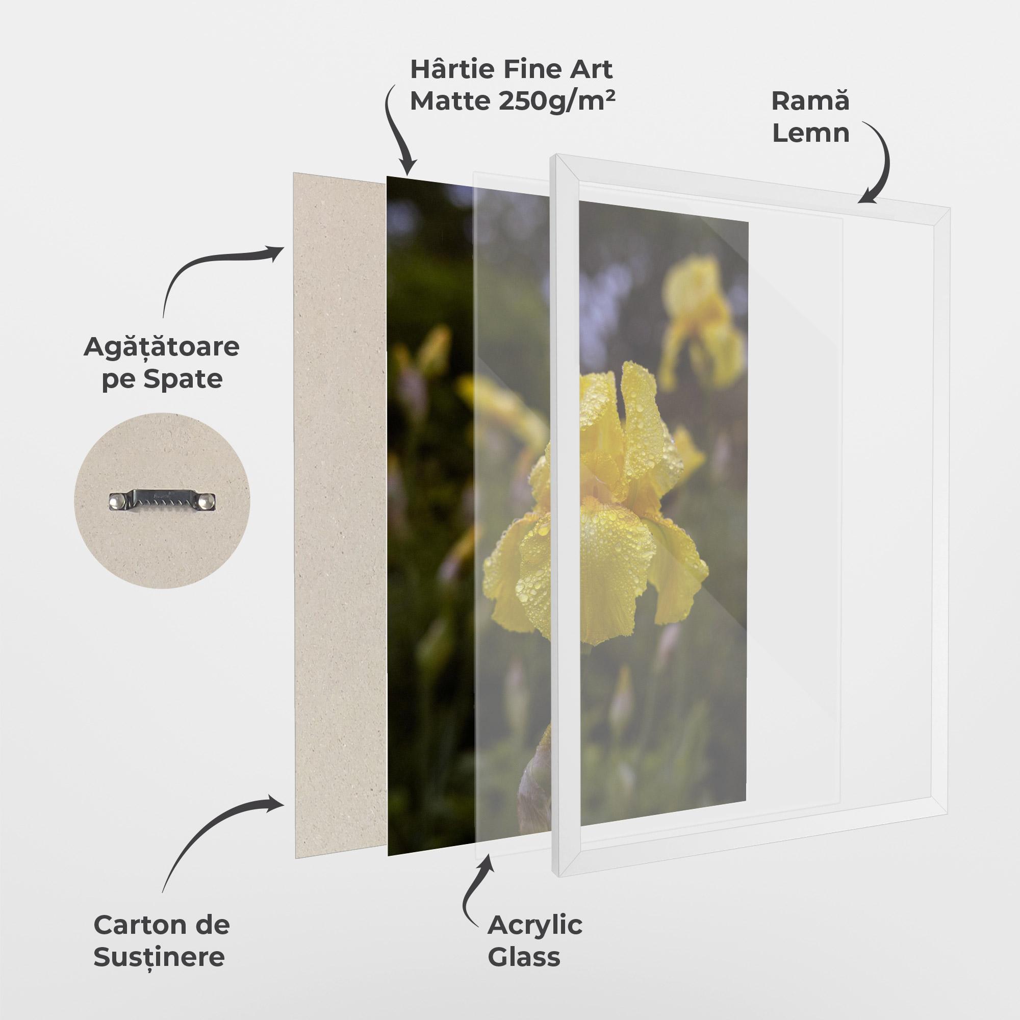 Poster Înrămat Yellow Iris After Rain mockup 1