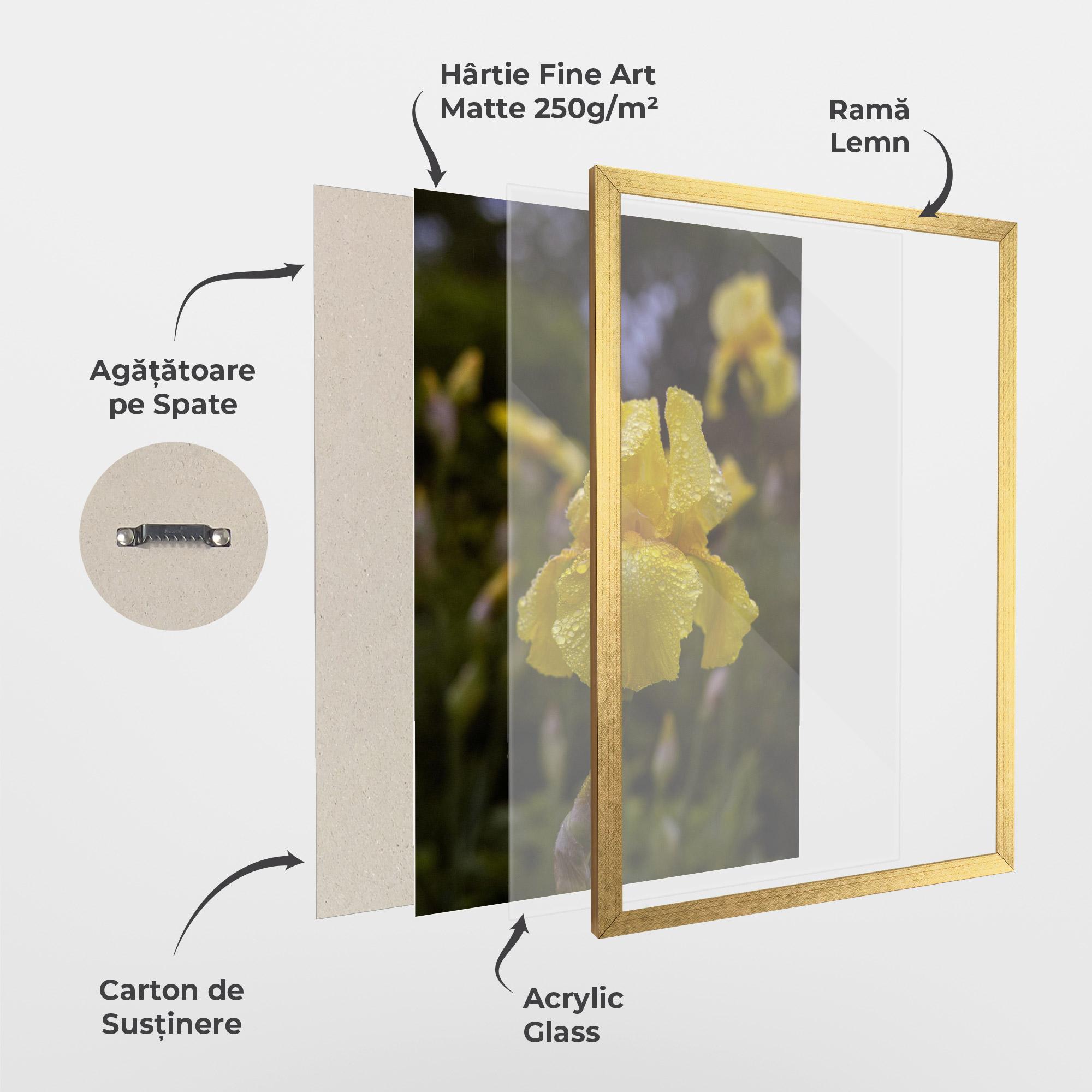 Poster Înrămat Yellow Iris After Rain mockup 1