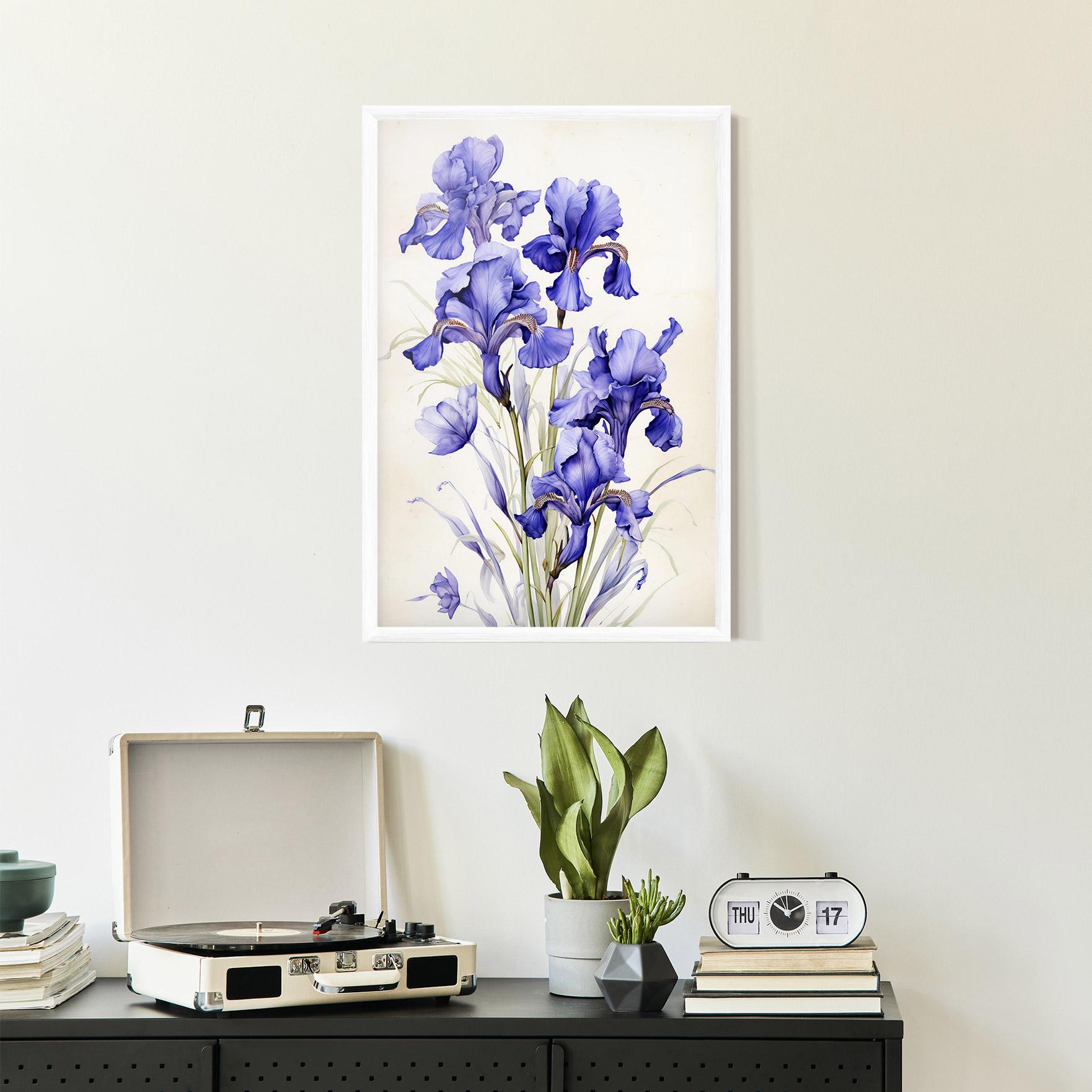 Poster Înrămat Purple Iris On Cream mockup 2