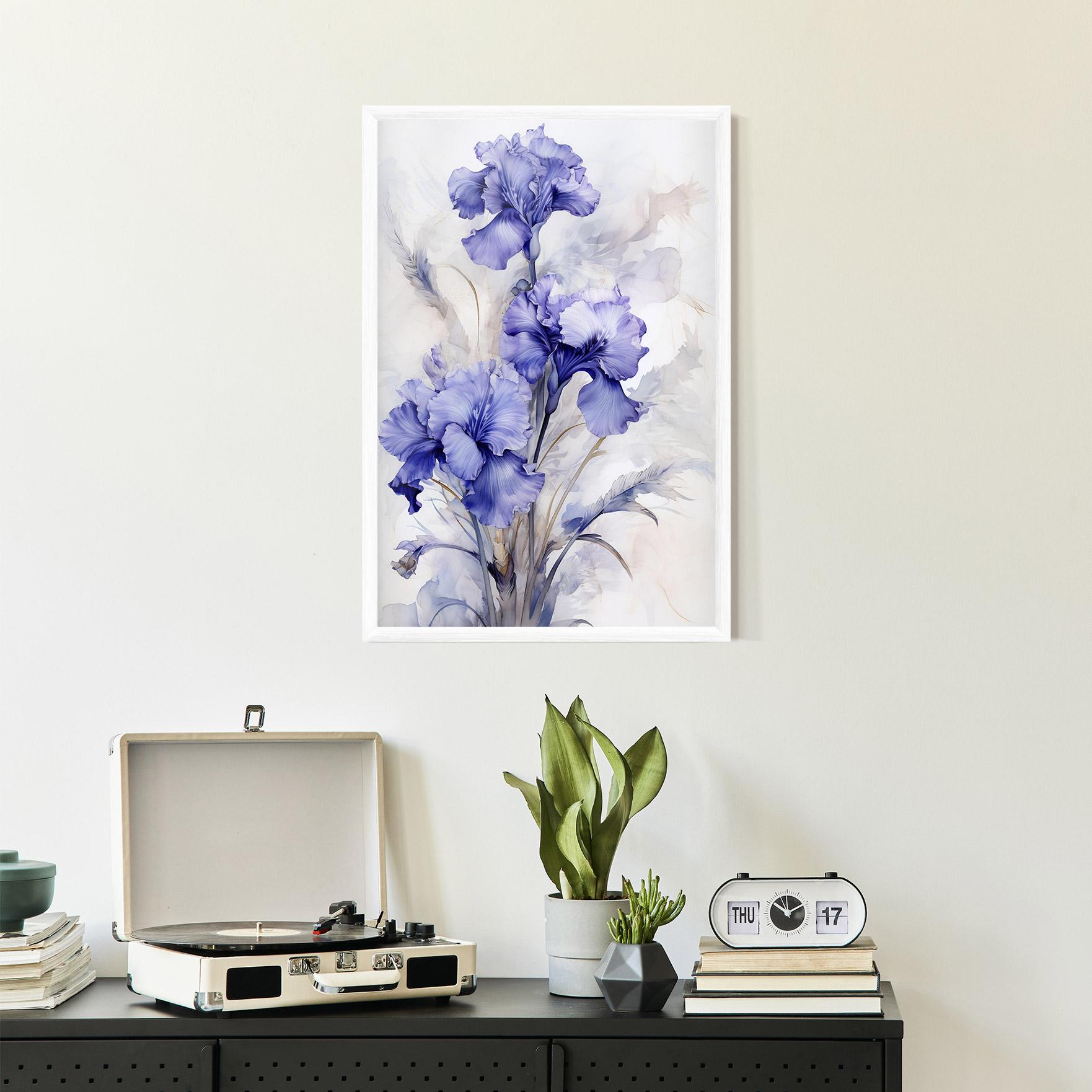Poster Înrămat Purple Iris Painting mockup 2