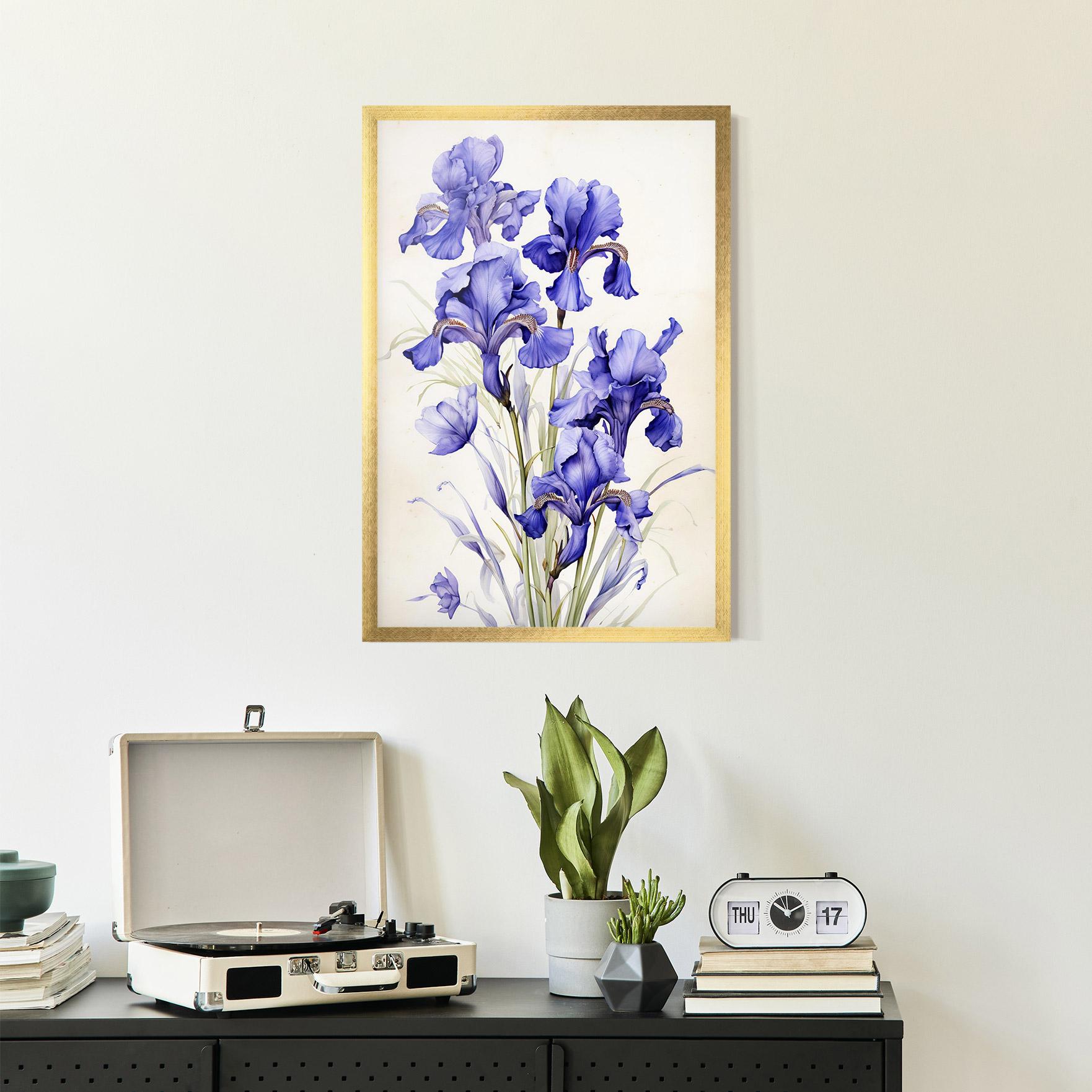 Poster Înrămat Purple Iris On Cream mockup 2