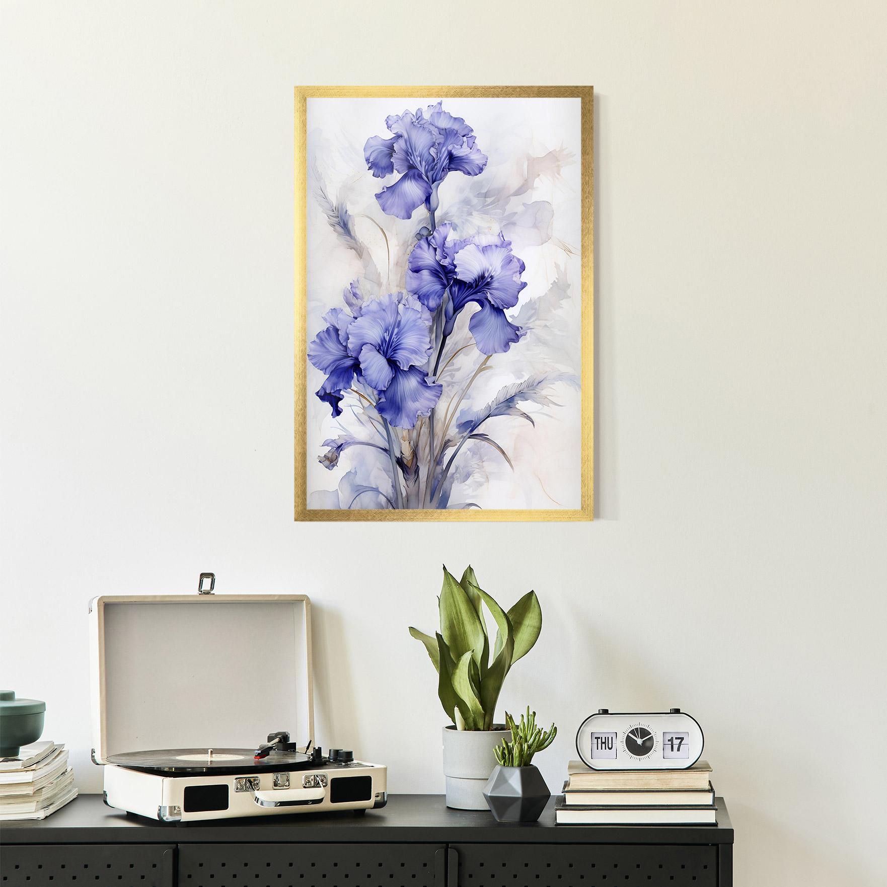 Poster Înrămat Purple Iris Painting mockup 2