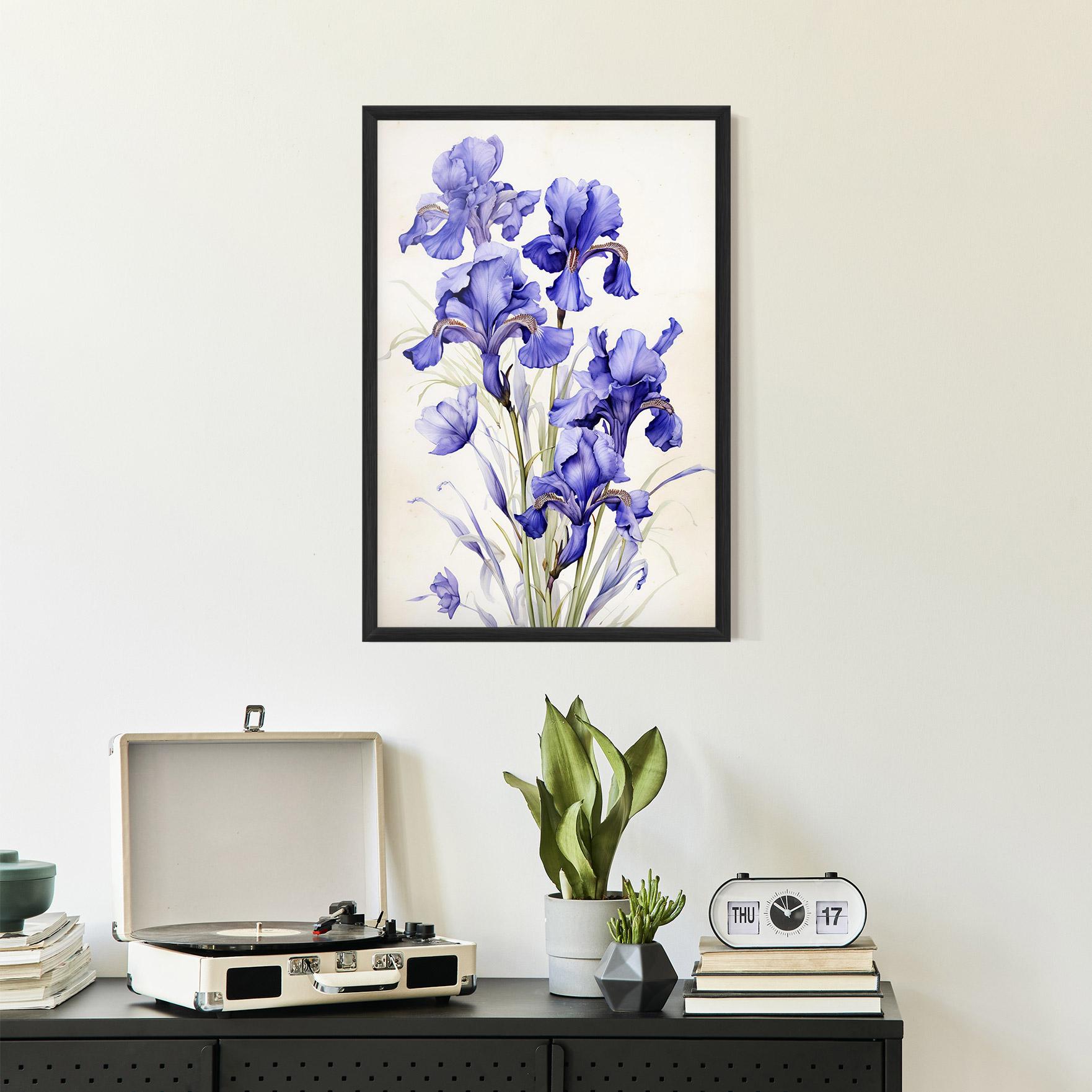 Poster Înrămat Purple Iris On Cream mockup 2