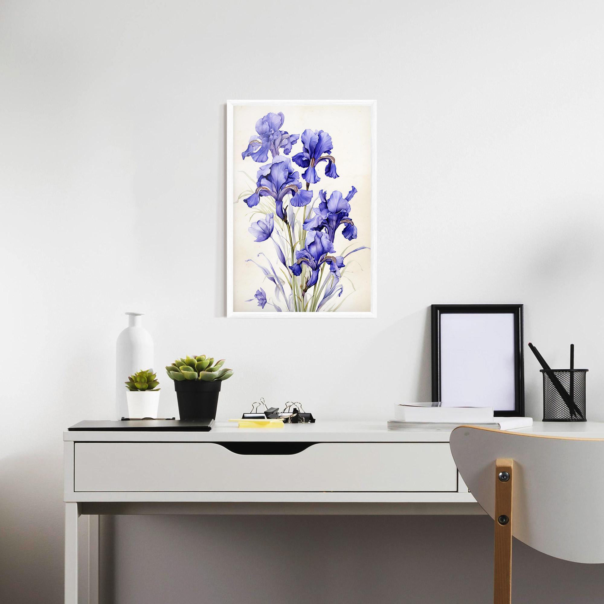 Poster Înrămat Purple Iris On Cream mockup 7