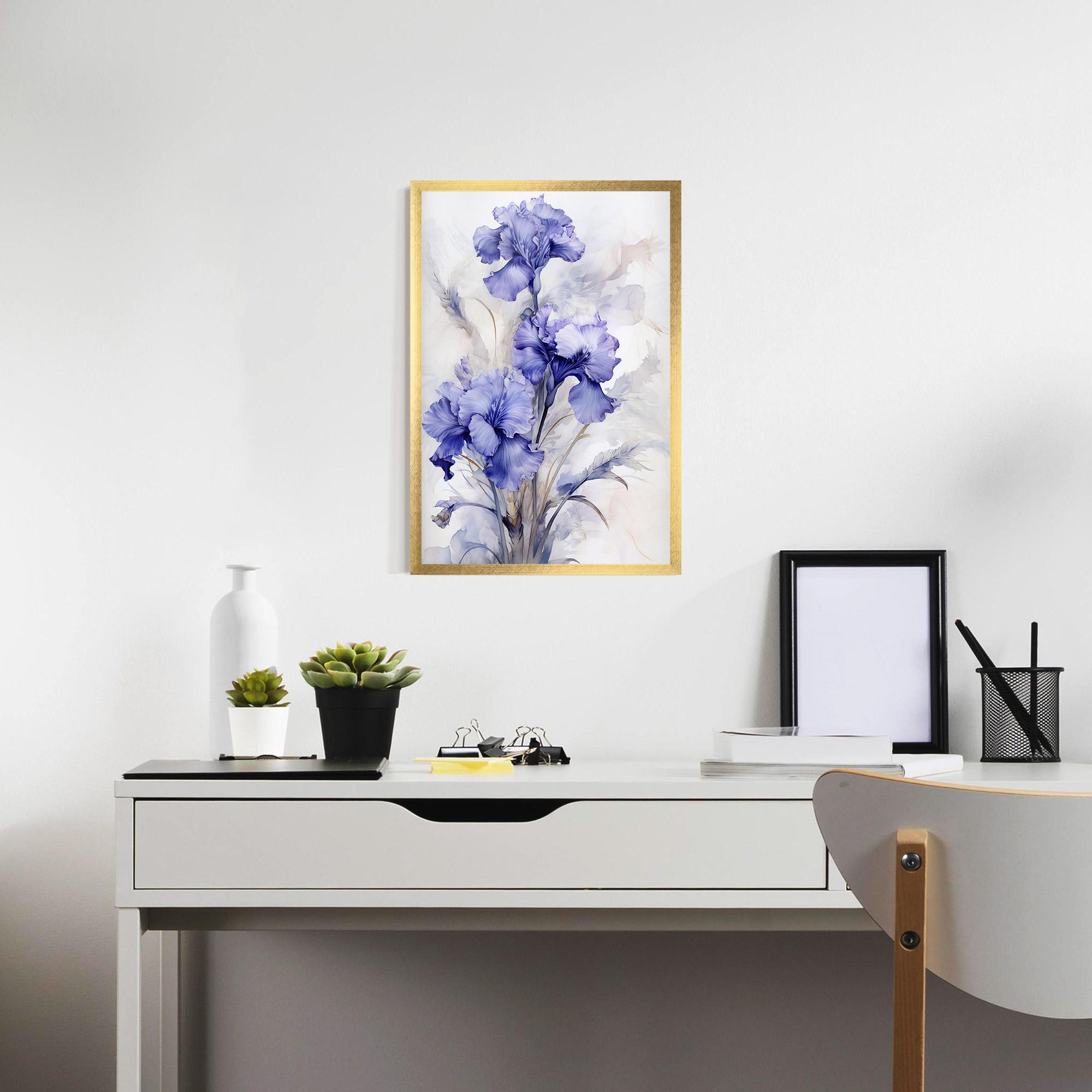 Poster Înrămat Purple Iris Painting mockup 7